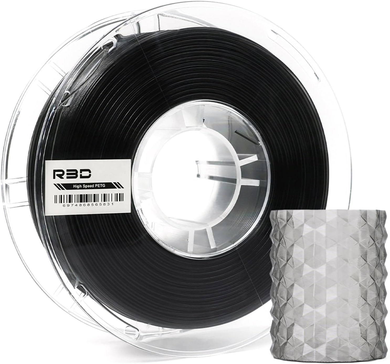 R3D High Speed PETG PRO Filament 1.75mm 1KG, 3D Printer Filament for 30-500 mm/s High-Speed Printing, Dimensional Accuracy +/- 0.02 mm, Plastic Spool, Compatible with AMS (Black)