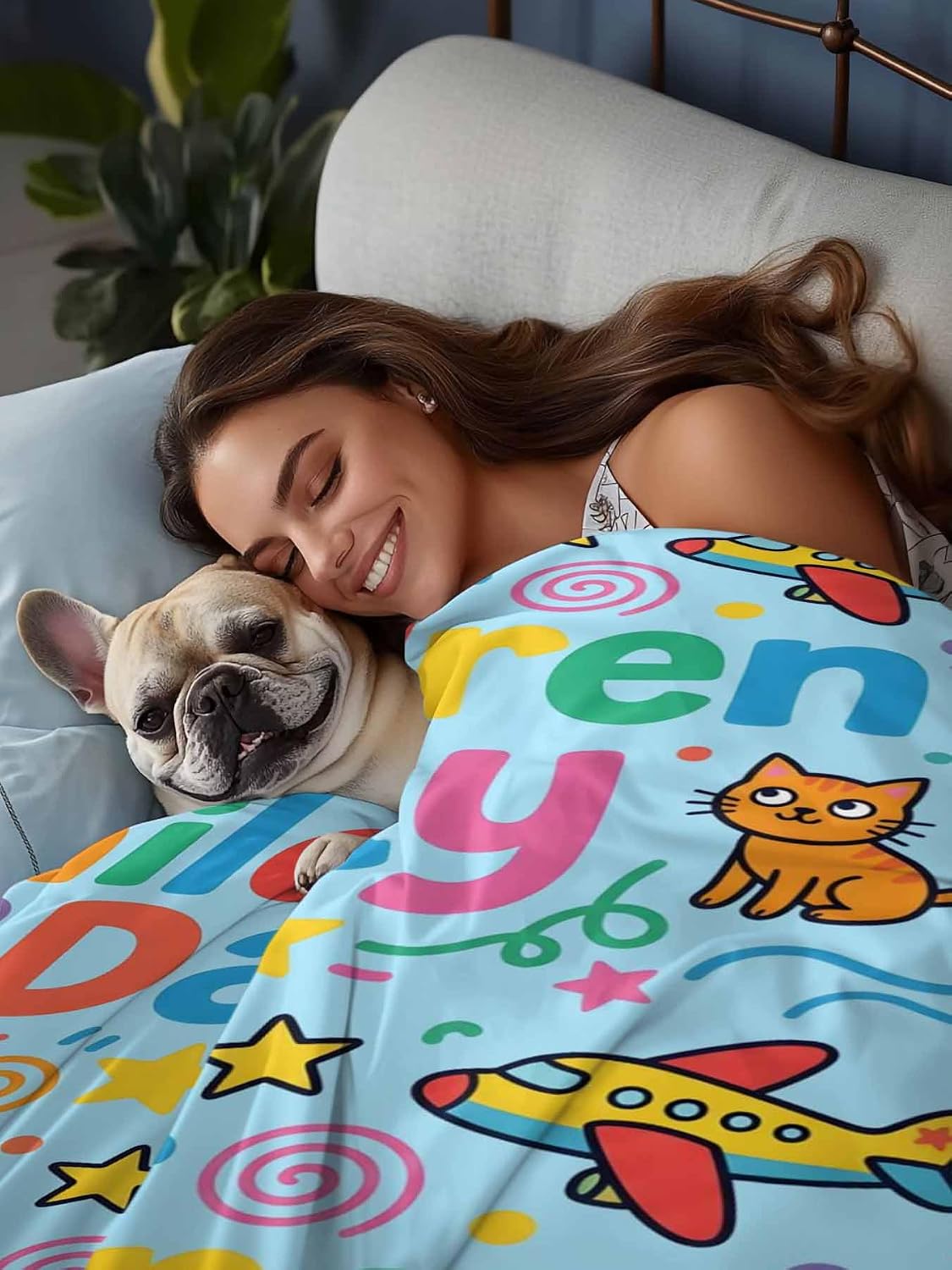 Full Flat Sheet, Children's Day Full Bed Sheets Only, Soft Microfiber Flat Sheet, Cartoon Cute Watercolor Truck Cat Blue Hotel Quality Bedding Top Sheet Bedroom Home Dorm Decor