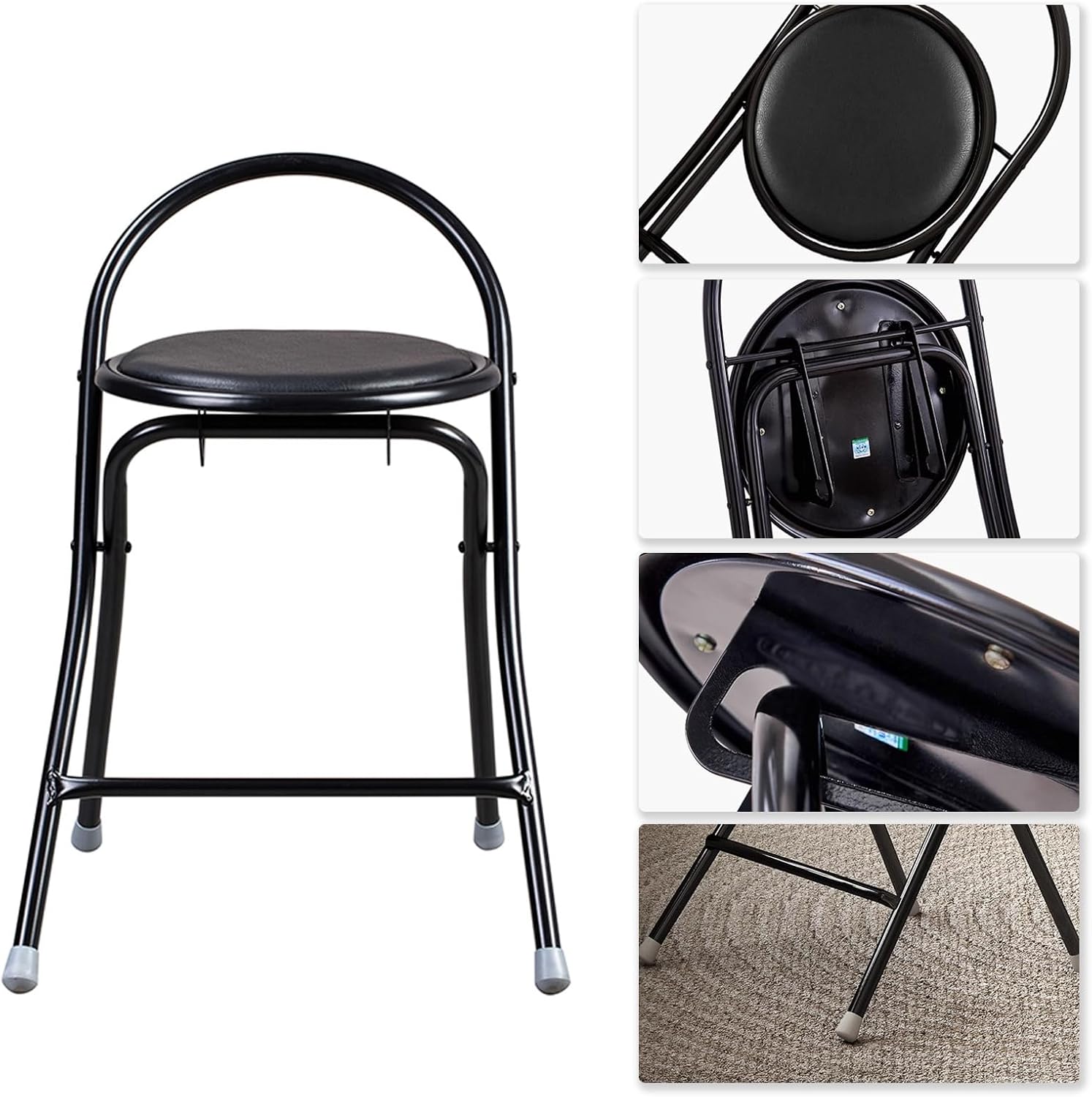 17 Inch Folding Stool, Padded Seat Breakfast Foldable Portable Lightweight Stool Chair for Adults Kitchen Dining (Color : 2PCS) (2pcs One Size)