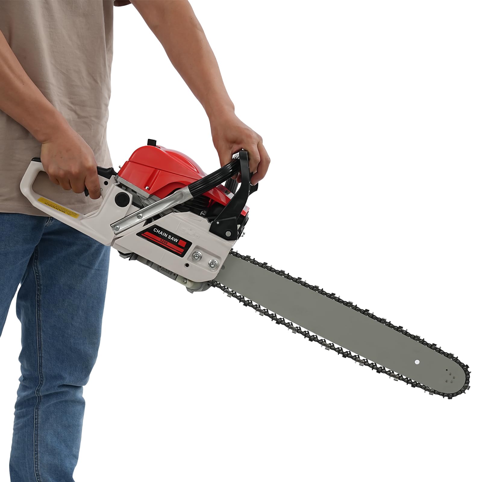 Benzynowa piła łańcuchowa 52 cm³, piła łańcuchowa gazowa 20 cali, silnik 2-suwowy, ręczna bezprzewodowa piła łańcuchowa, piła do drewna, do ścinania drzew, cięcia drewna