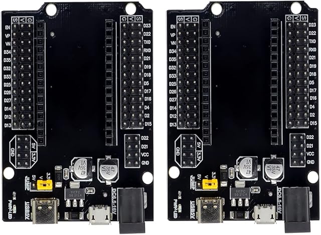 DUBEUYEW SP-COW ESP32 Breakout Board Expanding Board for 30PIN ESP32 ESP-WROOM-32 Microcontroller Development Board 2.4 GHz Dual Core WLAN WiFi + Bluetooth 2-in-12pcs