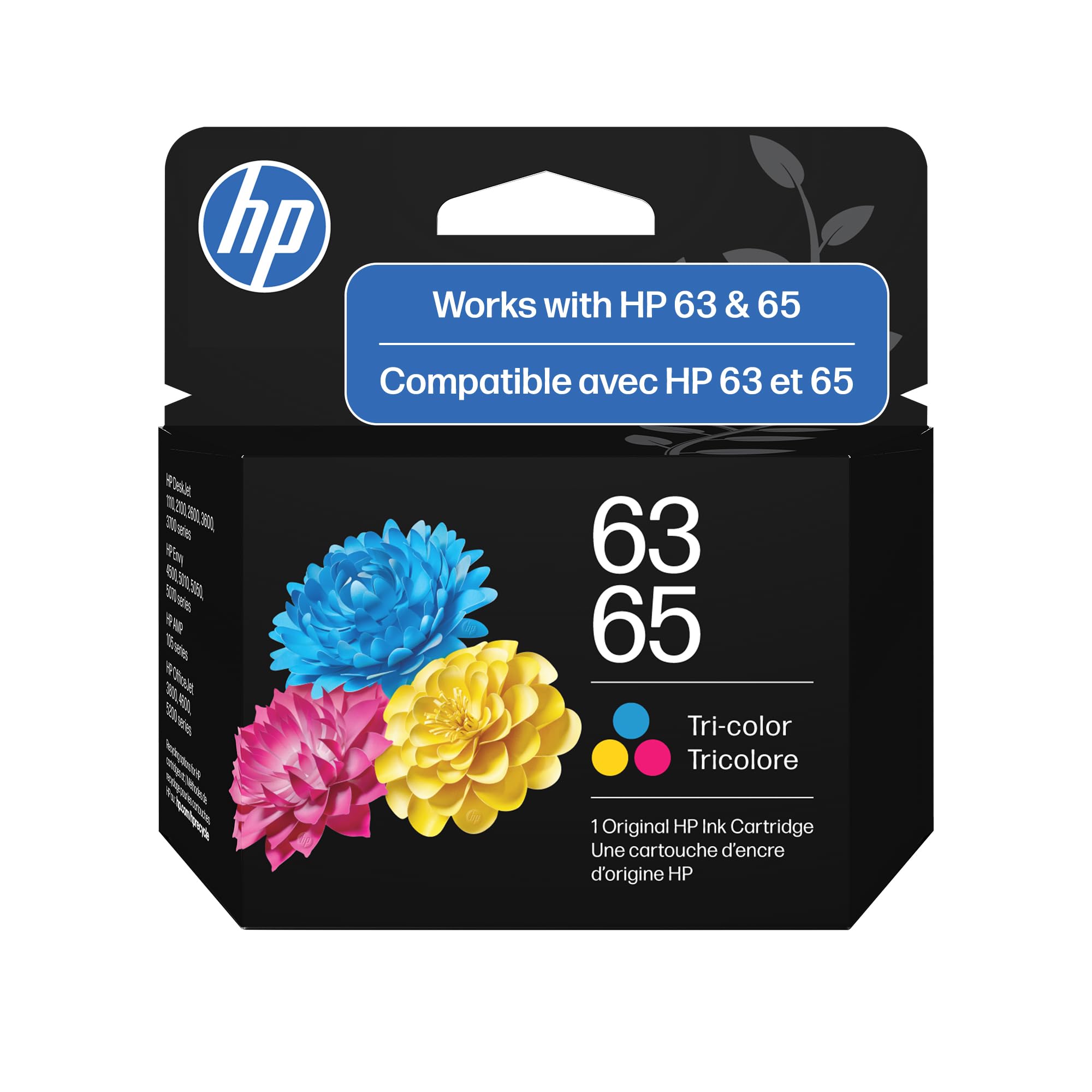 HP 63/65 Tri-Color Ink Cartridge (Replaces Both 63 & 65), Compatible with DeskJet 1100, 2100, 2600, 3600, Envy 4500, 5000, OfficeJet 3800, 4600, 5200 Series, B7RT2AN