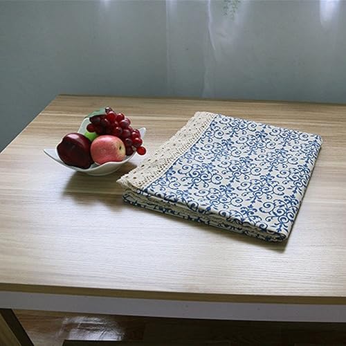 Miniatura 6 de LeLehome - Mantel de algodón con diseño de girasoles antiguos y florales, de algodón duradero con encaje, bordado, lavable, mantel para cena, picnic