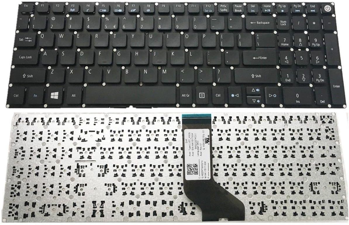 Replacement Keyboard Without Frame for Acer Aspire E15 E5-575 E5-575G E5-575T E5-575TG E5-575-54FX E5-575G-55NW, US Layout Black Color