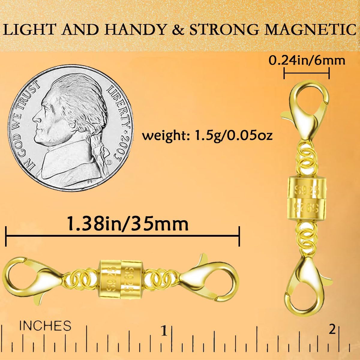 925 Silver Double Lobster Magnetic Necklace Clasps，Magnetic Necklace Clasps and Closures for Bracelet Necklace Extender (2pcs Silver) - Image 4