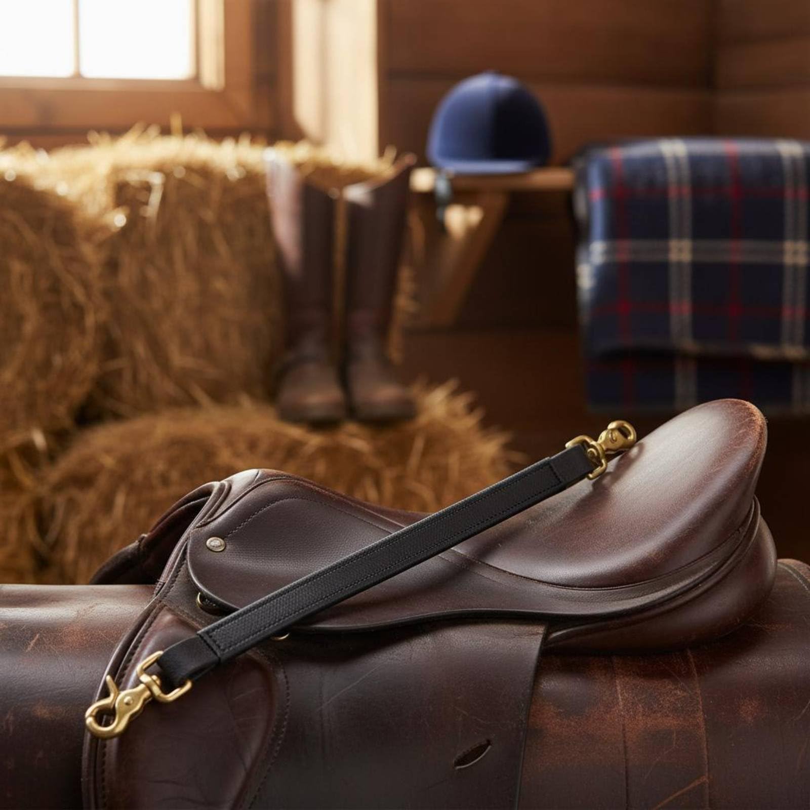 Maniglia di per Equitazione Cinghia da Sella Cinghia di Presa Maniglia di Sostegno in Cuoio con Clip Forti per Supporto in Montaggio E Guida Adatta per Allievi Esercizi Quotidiani , Nero