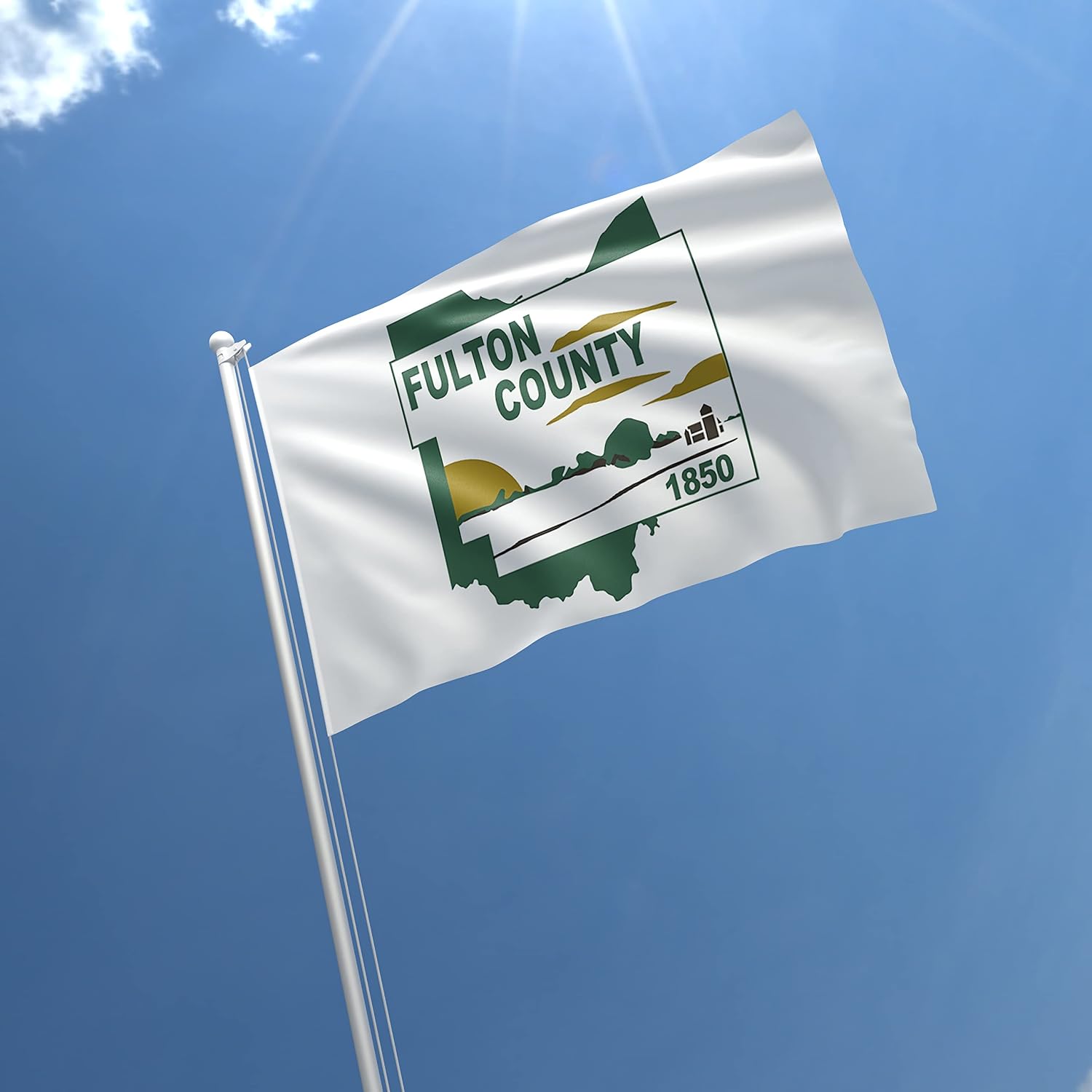 Fulton County Ohio 3x5 feet Flag Banner Vivid Color Double Stitched Brass Grommets (Fulton)