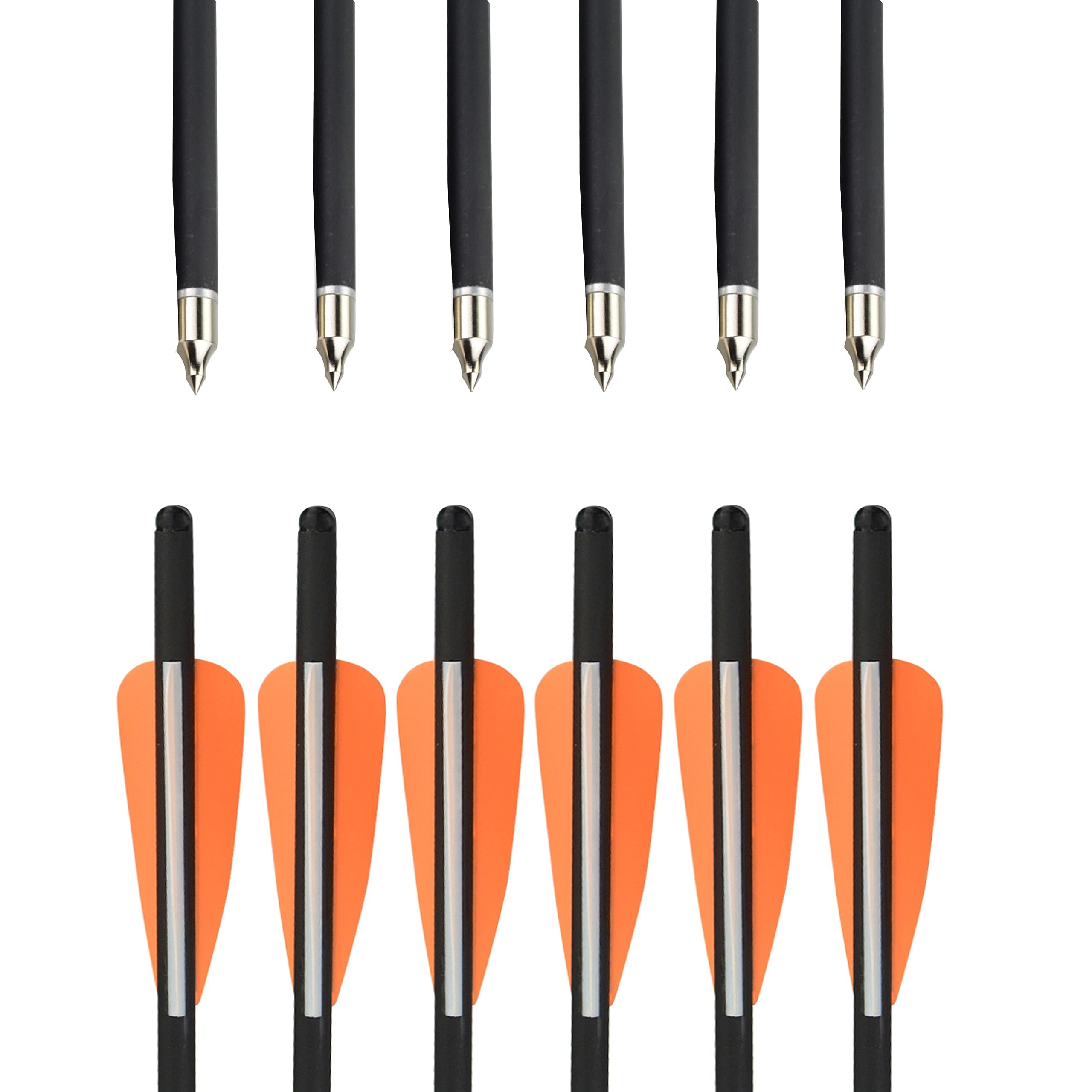 AMEYXGS 6pcs Armbrustbolzen Mixed Carbon Armbrust Pfeile 16 "17" 18 "20" 22 "für Armbrust Jagd oder Bogenschießen Praxis