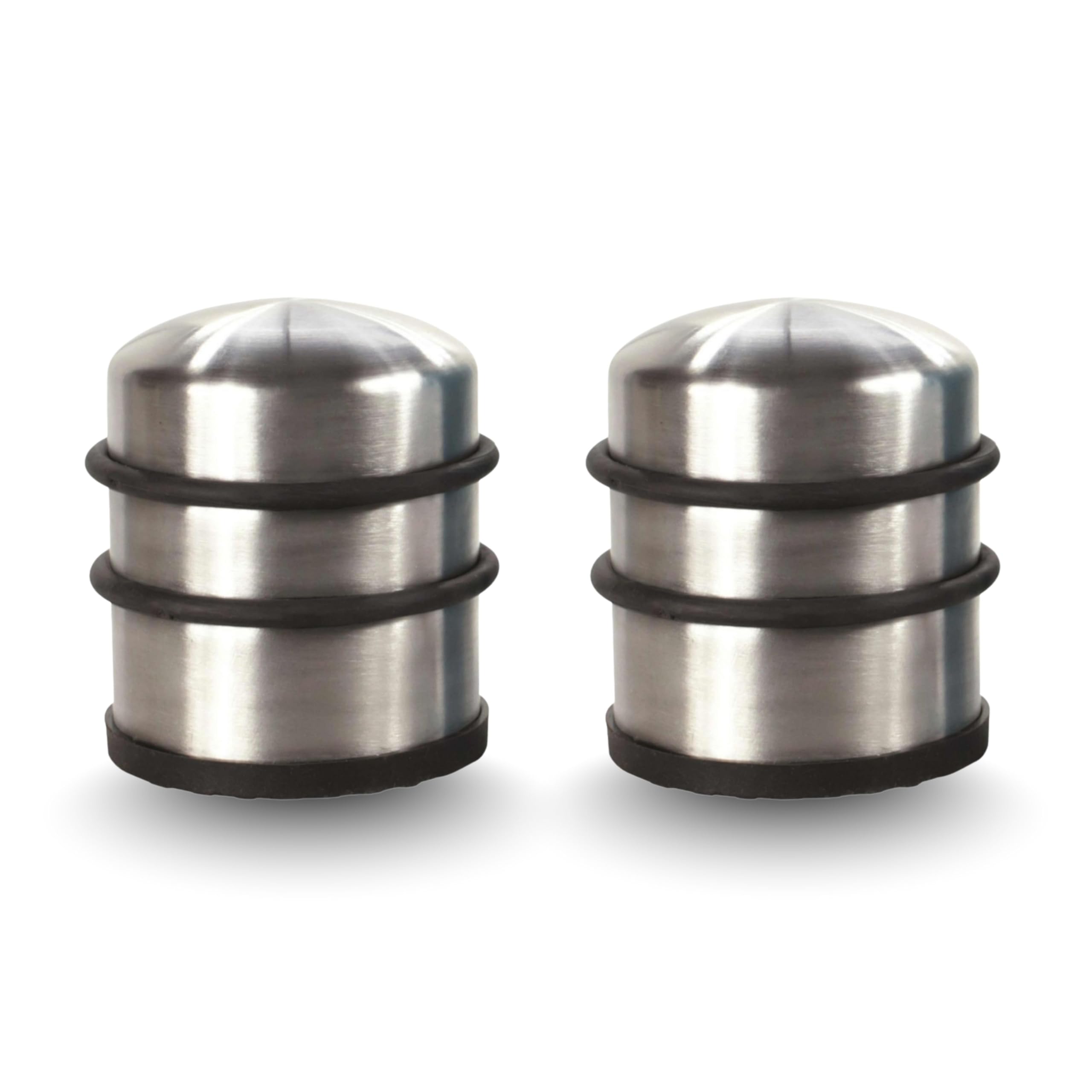 Adeptna Brown 2 Pack Heavy Door Stopper Stainless Steel 1Kg Each Non-Slip Rubber Base Floor Door Stops, Chrome Door Stop Portable Door Stop For Floor Protection Anti Scratch Door Holder Home Office