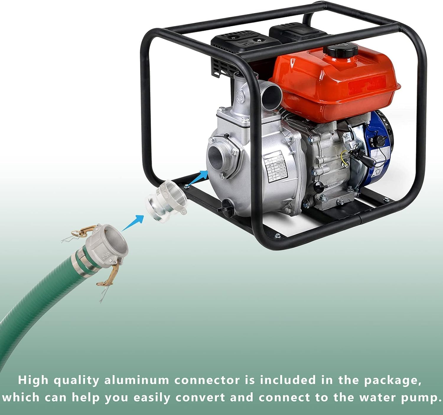 Eastrans Discharge Hose Pump Kit Includes 3" x 20' Green PVC Suction Hose with Aluminum Camlock Fittings, 3" Global Type A Cam and Groove Hose Fitting