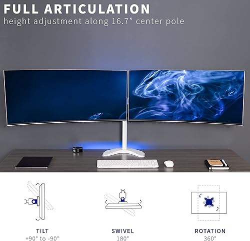 Miniatura 5 de VIVO Soporte de escritorio para monitor de 27 a 38 pulgadas resistente brazos telescópicos independientes configuración de pared empotrada se adapta