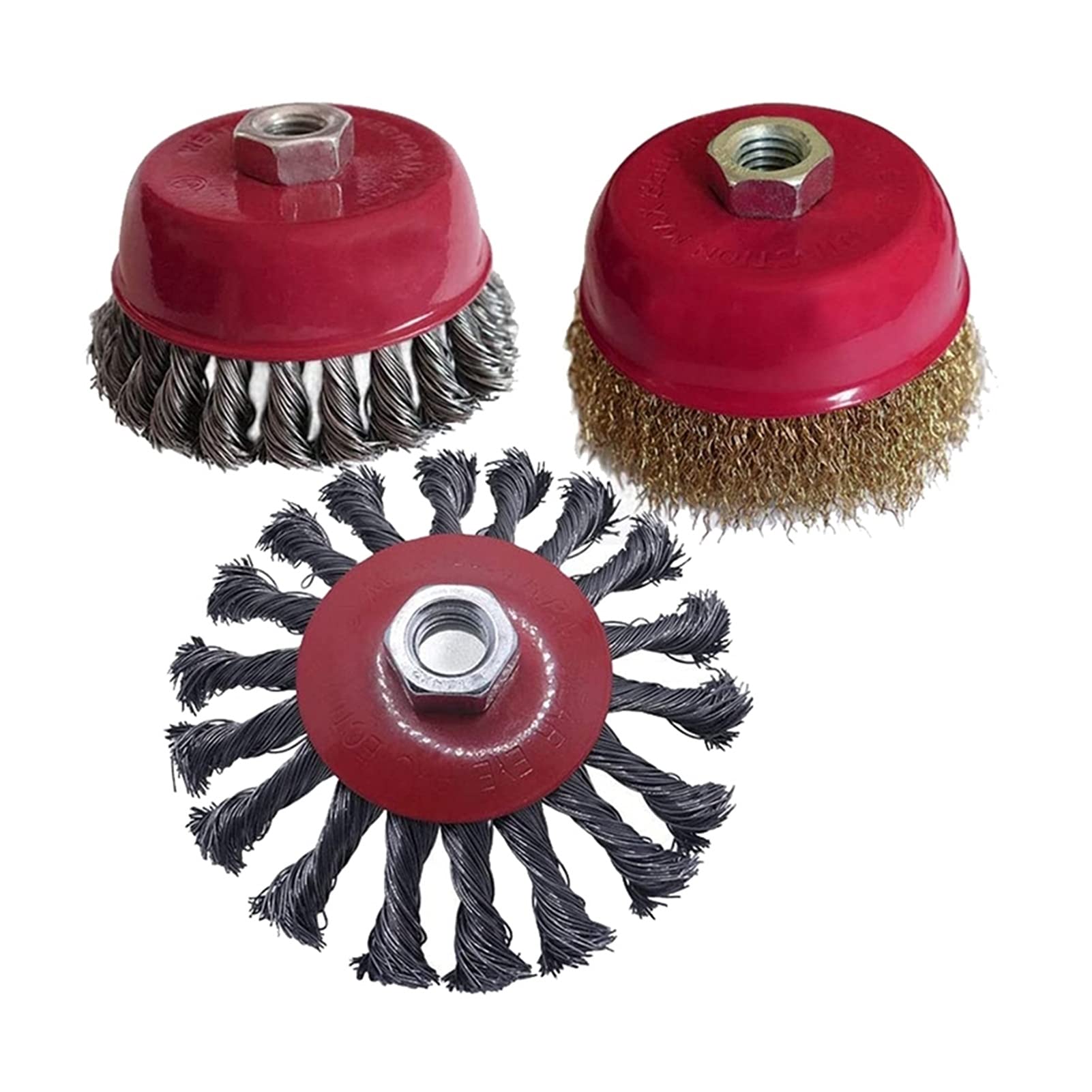 Pennello a Filo 3pcs per smerigliatrice angolare 100mm Twist Knot Brush Brush e Tazza di crimpatura in Ottone 100mm e Tazza di crimpatura a crimpare 115mm Brush M14 Thread