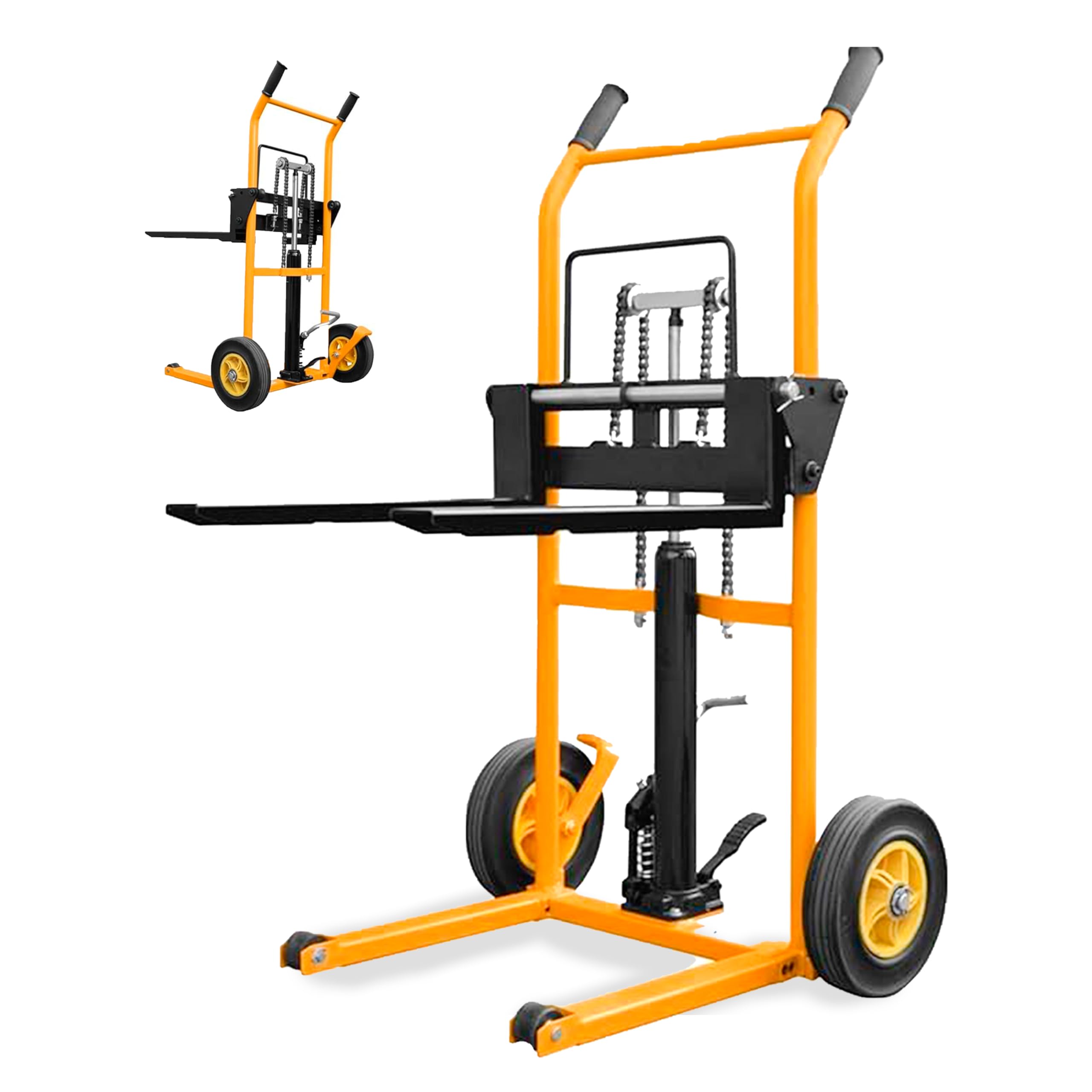 GENÉRICO SDJL200 Manual Forklift – Manual Forklift, Capacity 200 kg, Maximum Height 900 mm, Lifting System with Pedal, Rubber Wheels 250 mm, Compact and Lightweight Design, Easy Assembly
