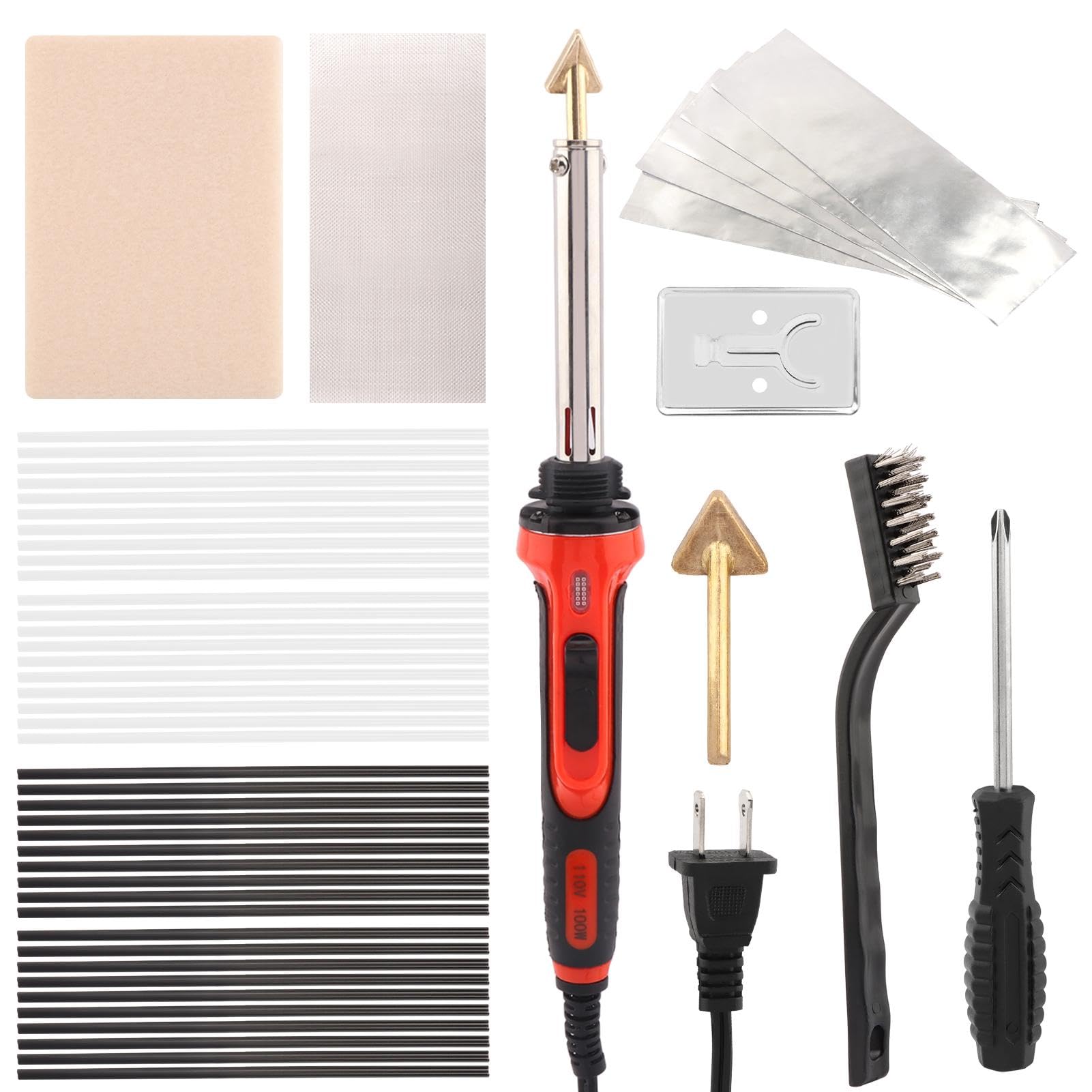 Plastic Welder, 110V/100W Plastic Welding Kit, Bumper Repair Plastic Welder Kit Plastic Soldering Kit for Flat Flat/Outer Corner/Inner for Bumper/Kayak/Plastic Products Repair(SIZE:1set)