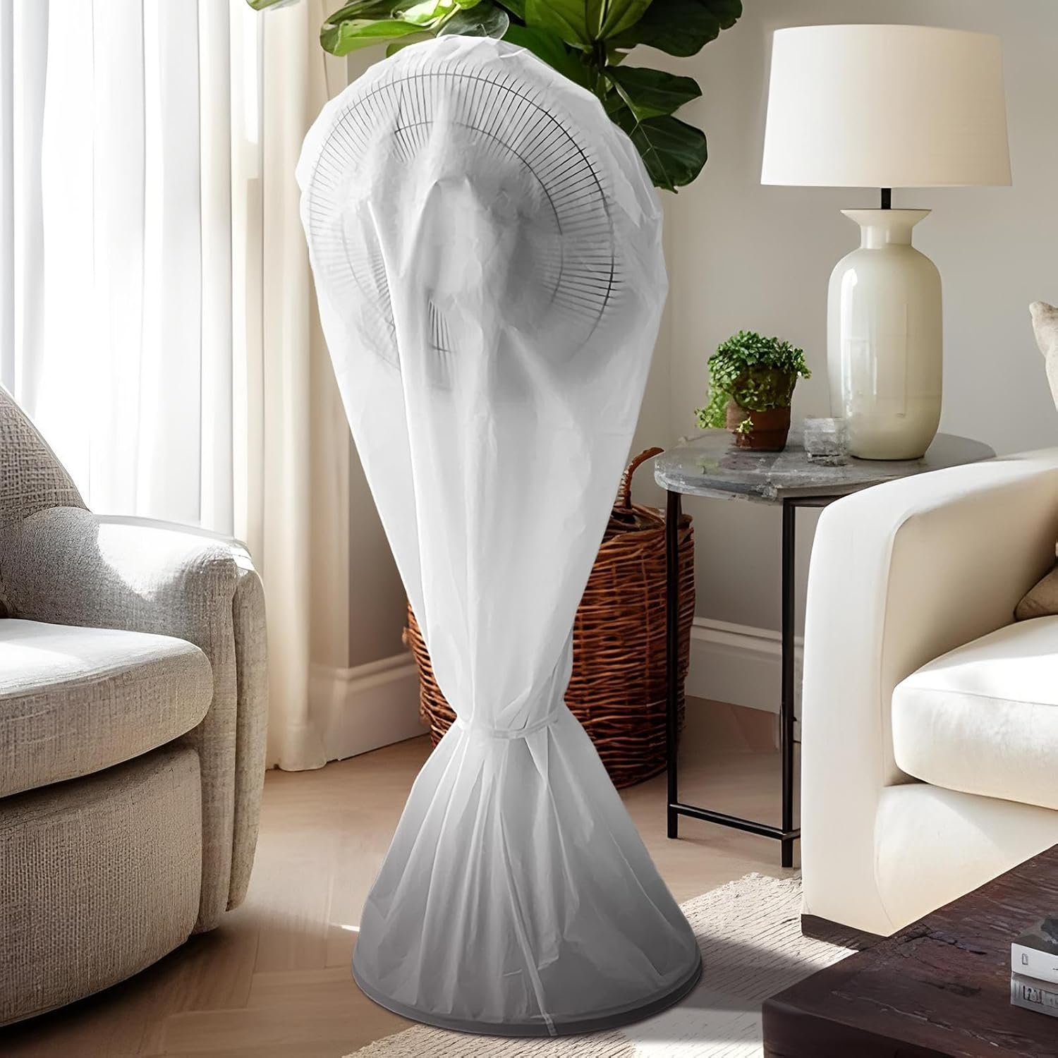Standing Pedestal Dust Covers, Tower Fan Waterproof Protector for Hotel Restaurant, Child Safety Protective Case for Bedroom Office, Durable PVC Outdoor Fan Cover for Storage and Home Protection