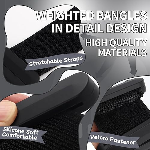 Miniatura 5 de Pesas de muñeca Pesas ajustables para tobillo y muñeca para mujeres y hombres Juego de pulseras con peso de 2 libras (1 libra cada una) Pesas