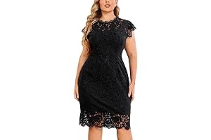 Women's Black Lace Cocktail Dress Plus Size Formal Evening Prom Dress