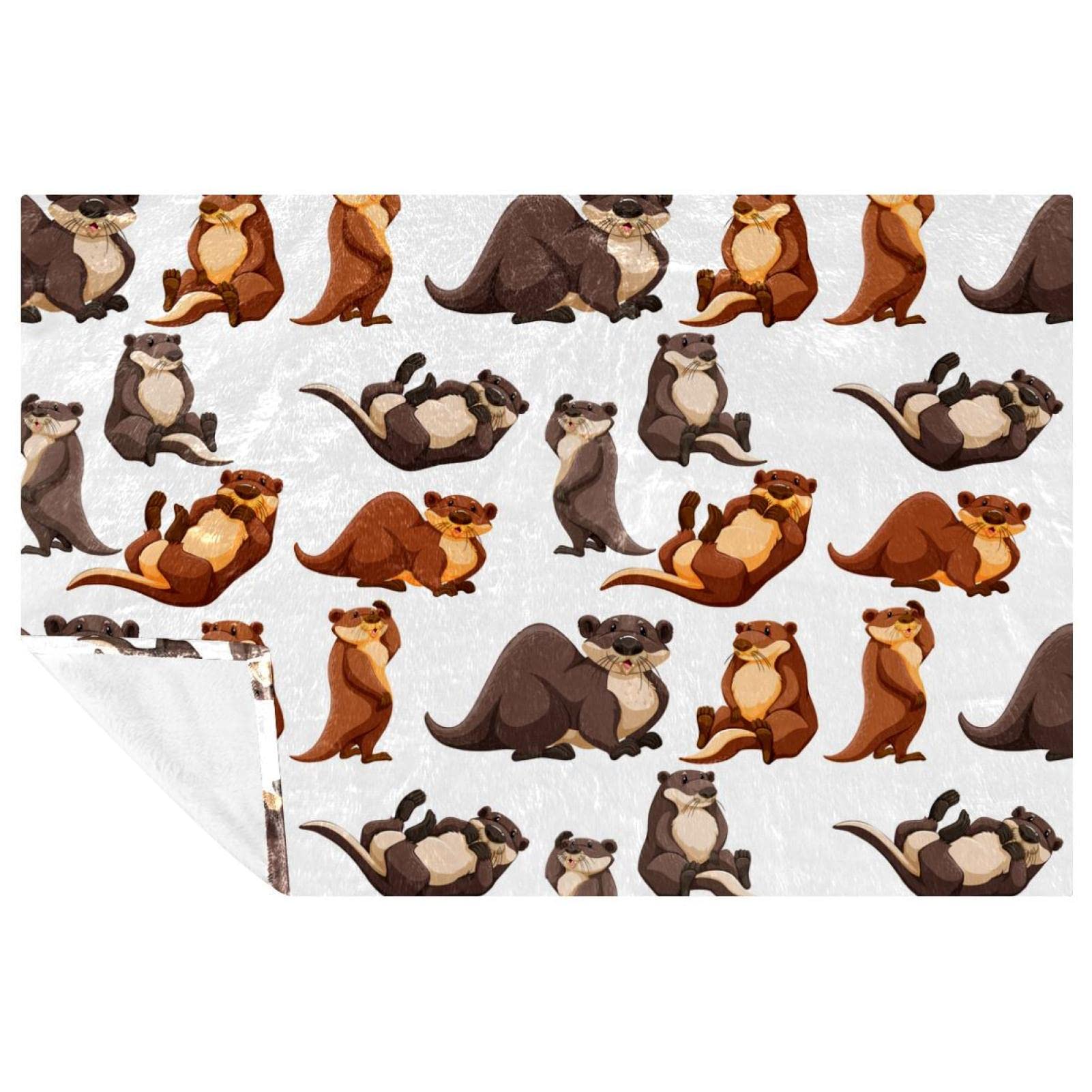 Couverture loutre idée cadeau originale plaid doux pour lit enfant et adulte