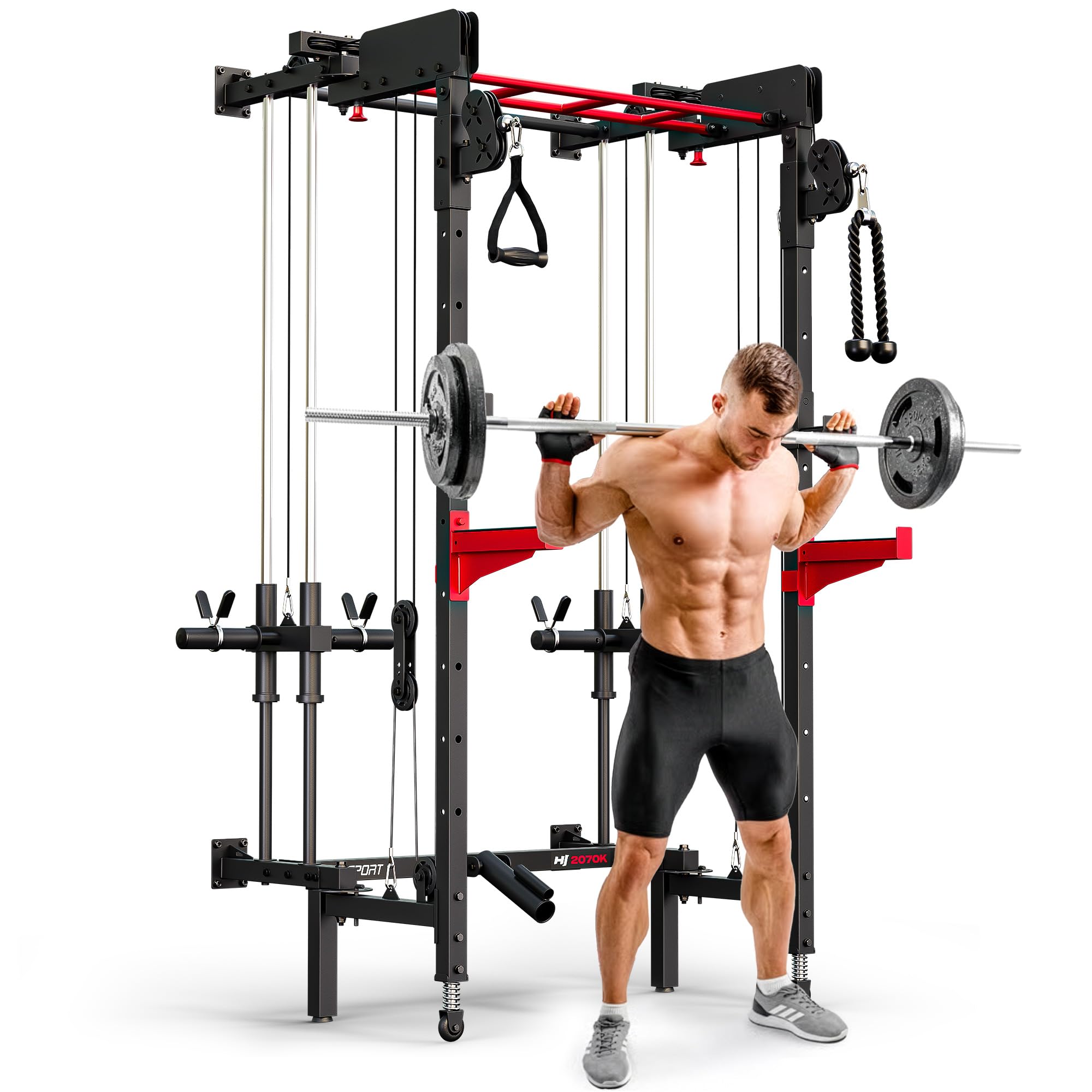 Hop-Sport HS-2070K Power Rack zur Wandmontage, 110x96x231 cm, 150 kg Belastbarkeit