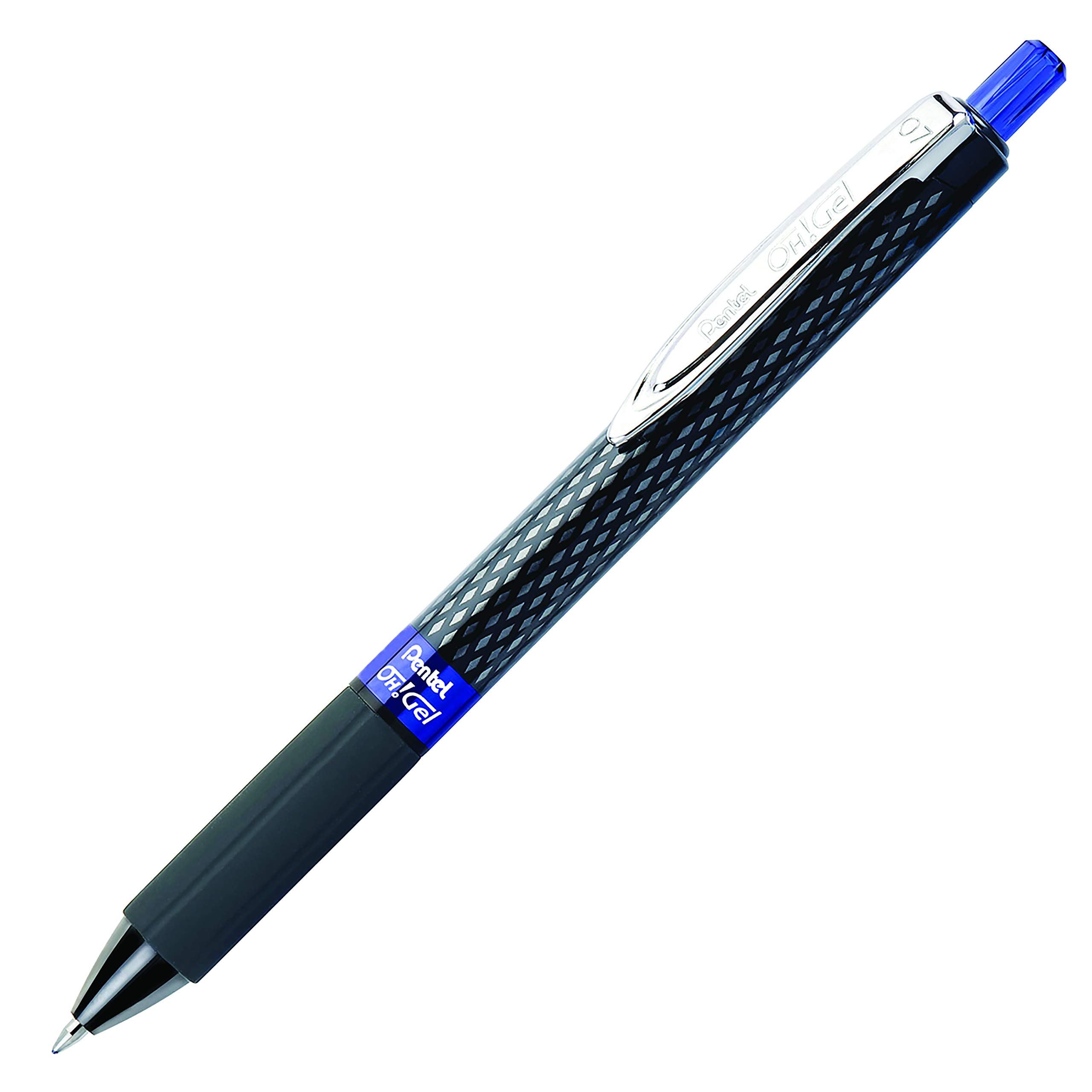 Pentel Oh! Caneta esferográfica retrátil de gel, 7 mm, cano preto