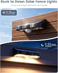 6 Pack lumières de résistance solaire avec capteur de mouvement pour la cour de pont de patio 3 Modes d'éclairage, extérieur IP65 Imperméable, 3000K/120 Lumens, blanc chaud, 20 Heures LED Éclairage, lumières de potager led