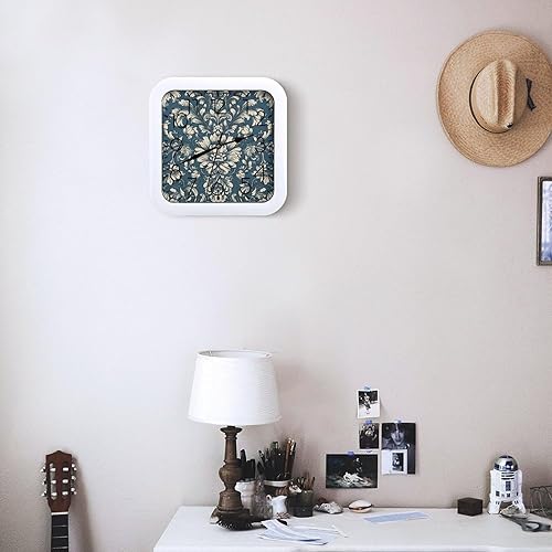 Miniatura 6 de 10" Square Modern Wall Clock,Decorative Style Flowers Print Kitchen Clocks Wall Battery Operated,Silent Non Ticking Unique Funny Cute Wall Clock for