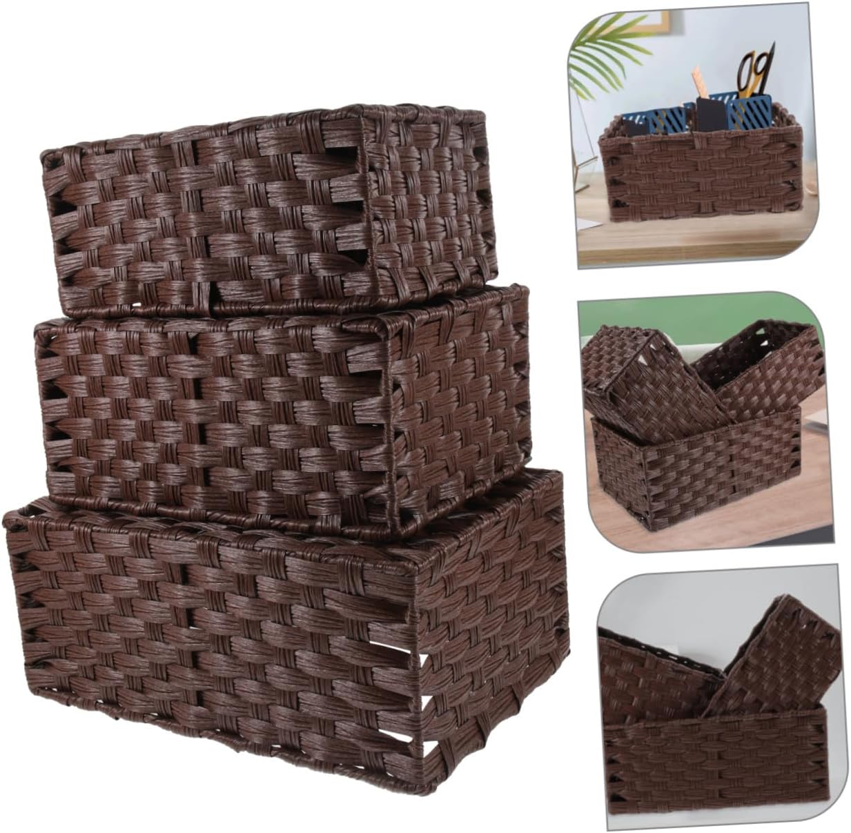 Alipis Large Capacity Woven Storage Basket Wicker Baskets for Storage Desktop