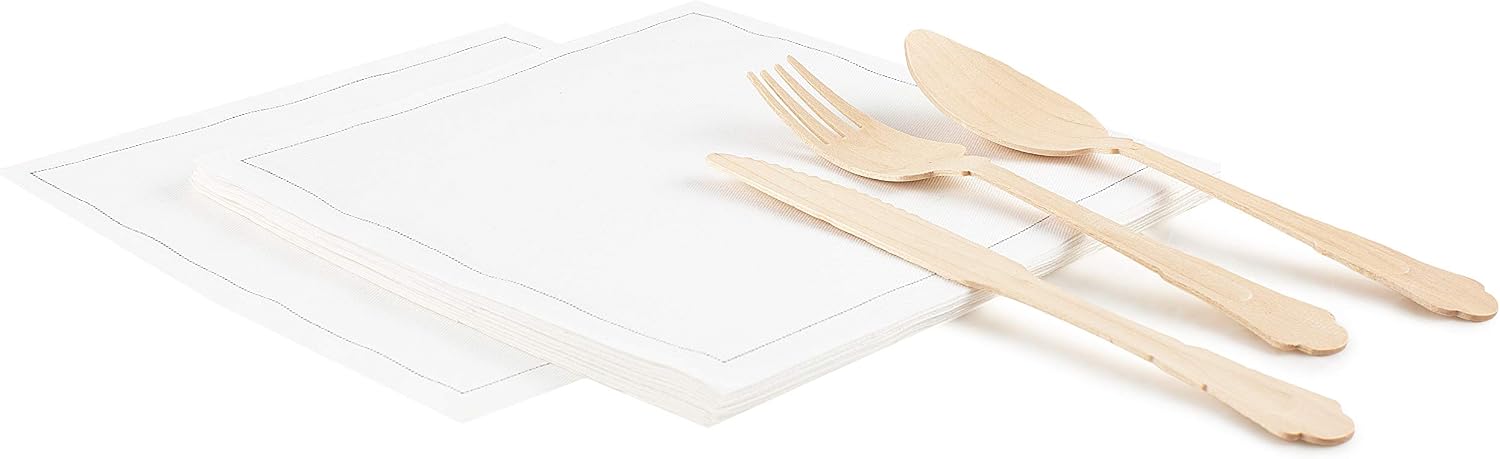 Five Star Napkins 100% Cotton Dessert Napkins, Dinner Napkin, Disposable Napkin, Everyday, Events, Receptions, Party Napkin, Catering, Weddings, Cotton Napkins, Bulk, 25 Pack, White