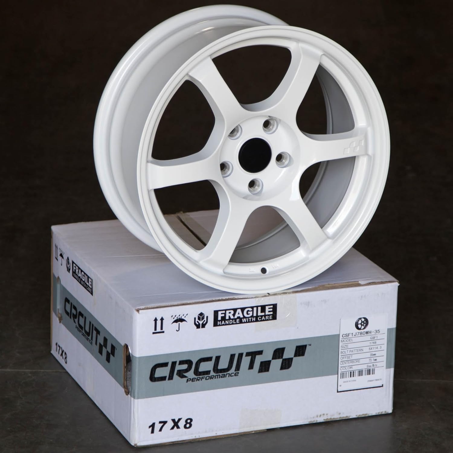 Circuit Performance CSF1 17×8 Gloss White 5x114.3 [+35mm] 57DR Style Compatible with Civic etc