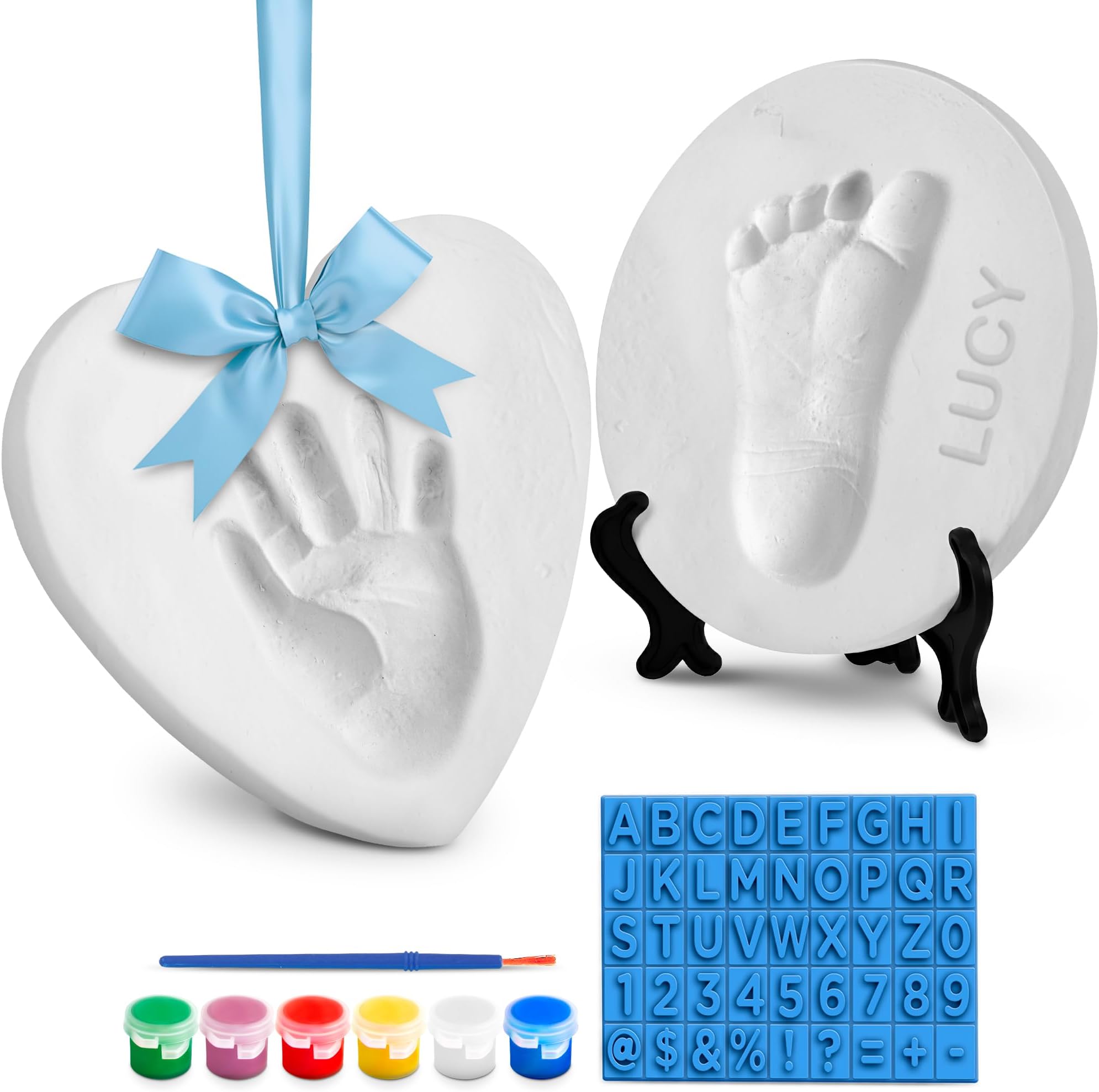 Baby Handprint Ornament Making Kit (Includes Paint Set) Ornament Making Kit for Kids - Baby Hand and Footprint Clay
