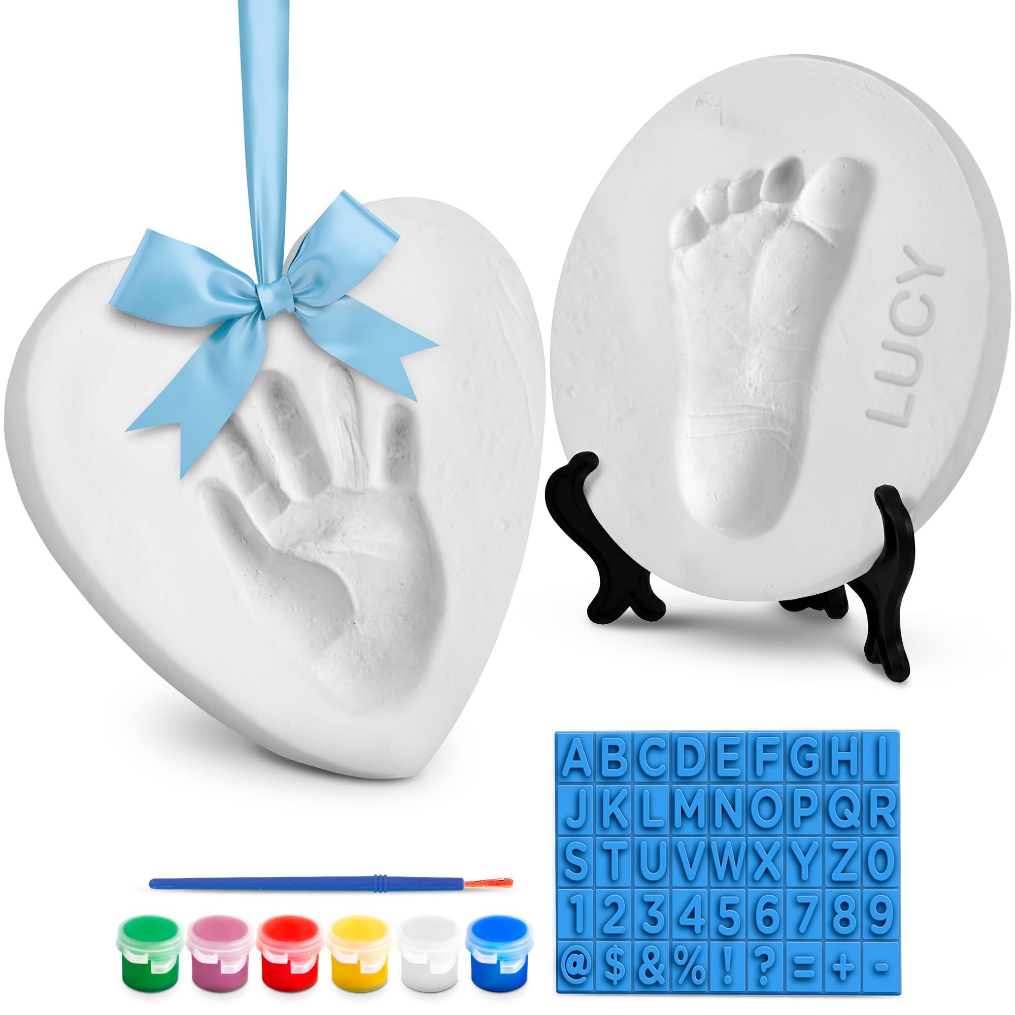 Casting Keepsakes Baby Handprint Ornament Making Kit (Includes Paint Set) Ornament Making Kit for Kids - Baby Hand and Footprint Clay