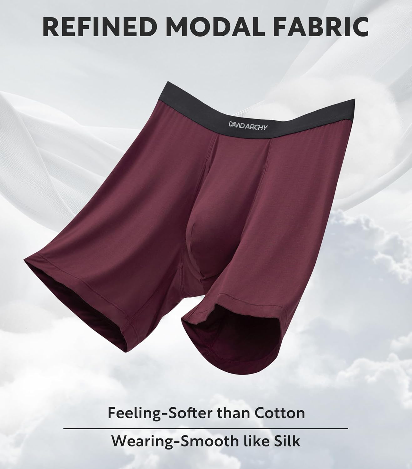 DAVID ARCHY Mens Underwear Breathable Second Skin Soft Modal Boxer Briefs for Men Pack, Wide Waistband No Ride Up - Image 6