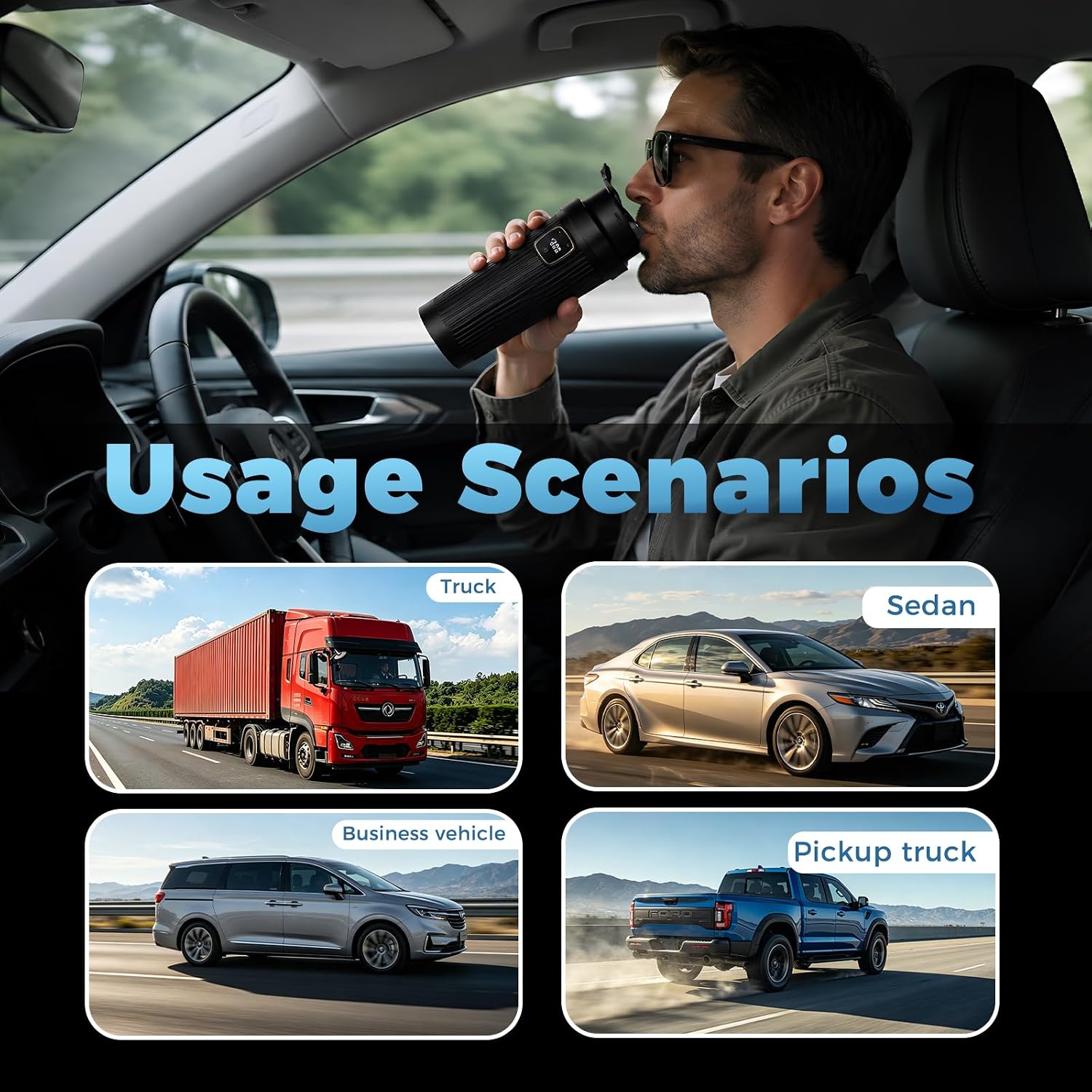 12V Intelligent Cooling, Heating and Constant Temperature Cup, 350ml Touch Screen Mug, 42°F-176°F Adjustable Heating & Fast Cooling, Keep Drinks Hot or Cold-for Car, Office, Home & Travel