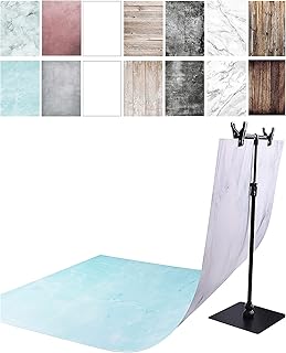 7PCS Food Photo Backdrops for Photography with Stand | 14Patterns 22x34in | Product Photography Background Paper | Table Photography Backdrops