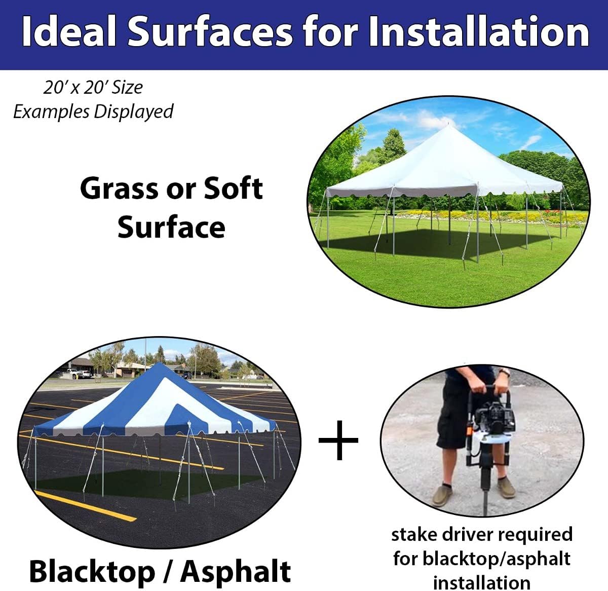20' x 30' Standard Tent Pole Set | Used with Party Tents Direct 20x30 Weekender Pole Canopy Tent | Heavy Duty Galvanized Steel | Side and Center Poles Only (Top Not Included)