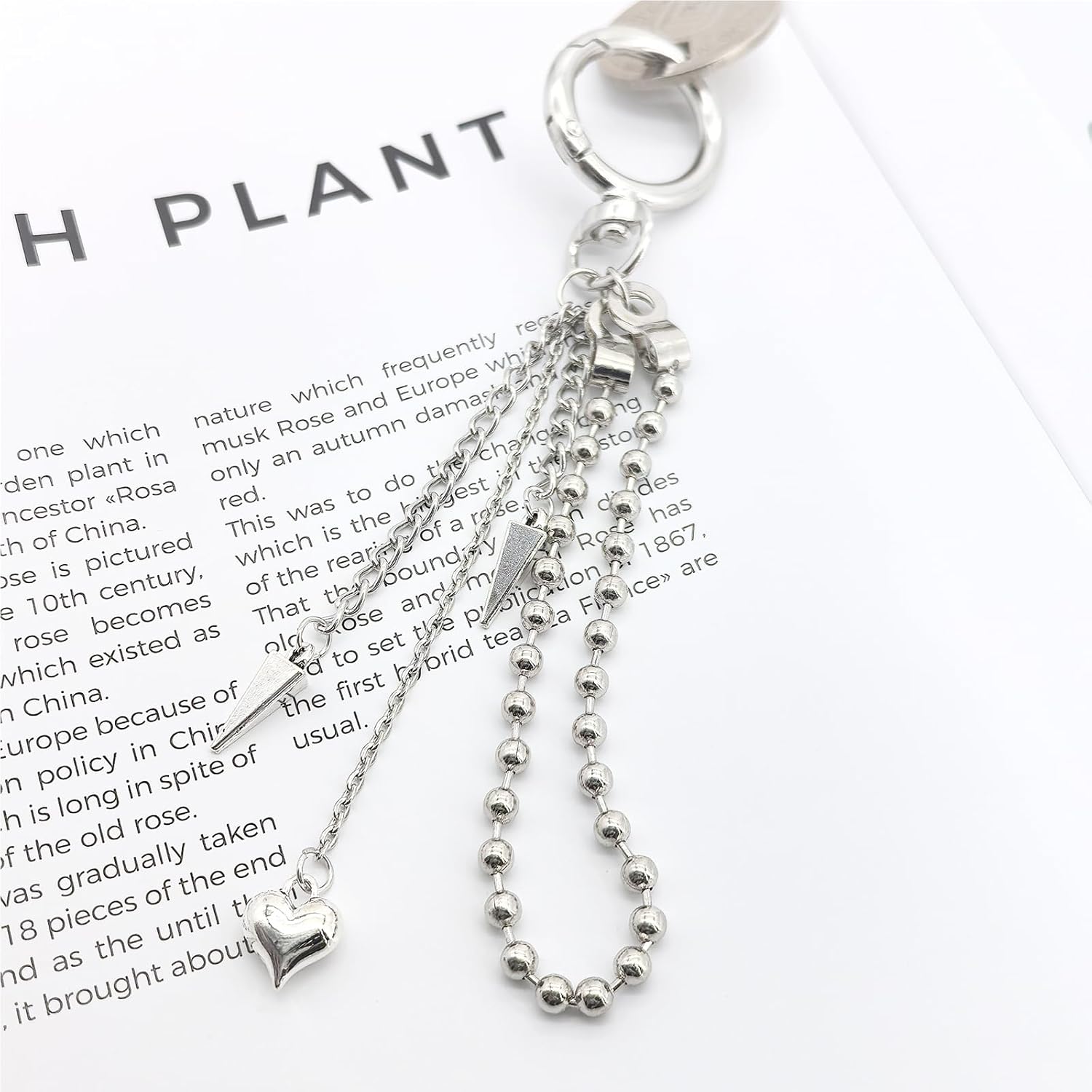 Metal Chain Heart Pendant Y2K Keychain Wristlet Punk Tassel Silver Bag Charms Car Key Chain Women Beaded Heart Purse Charms For Handbags Cute Keychains For Backpacks Aesthetic Keychain Accessories - Image 4