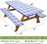 Vista 164 de Play Tailor - Mantel para mesa de pícnic con cubiertas para bancas, impermeable y a prueba de viento con bolsa de cordón, ajustable a mesas y bancas