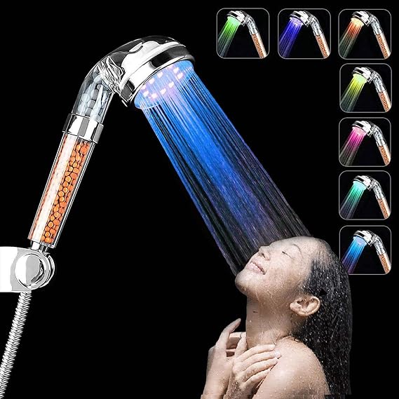APzek Pommeau de Douche Lumineux 7 Couleurs à Énergie Hydraulique