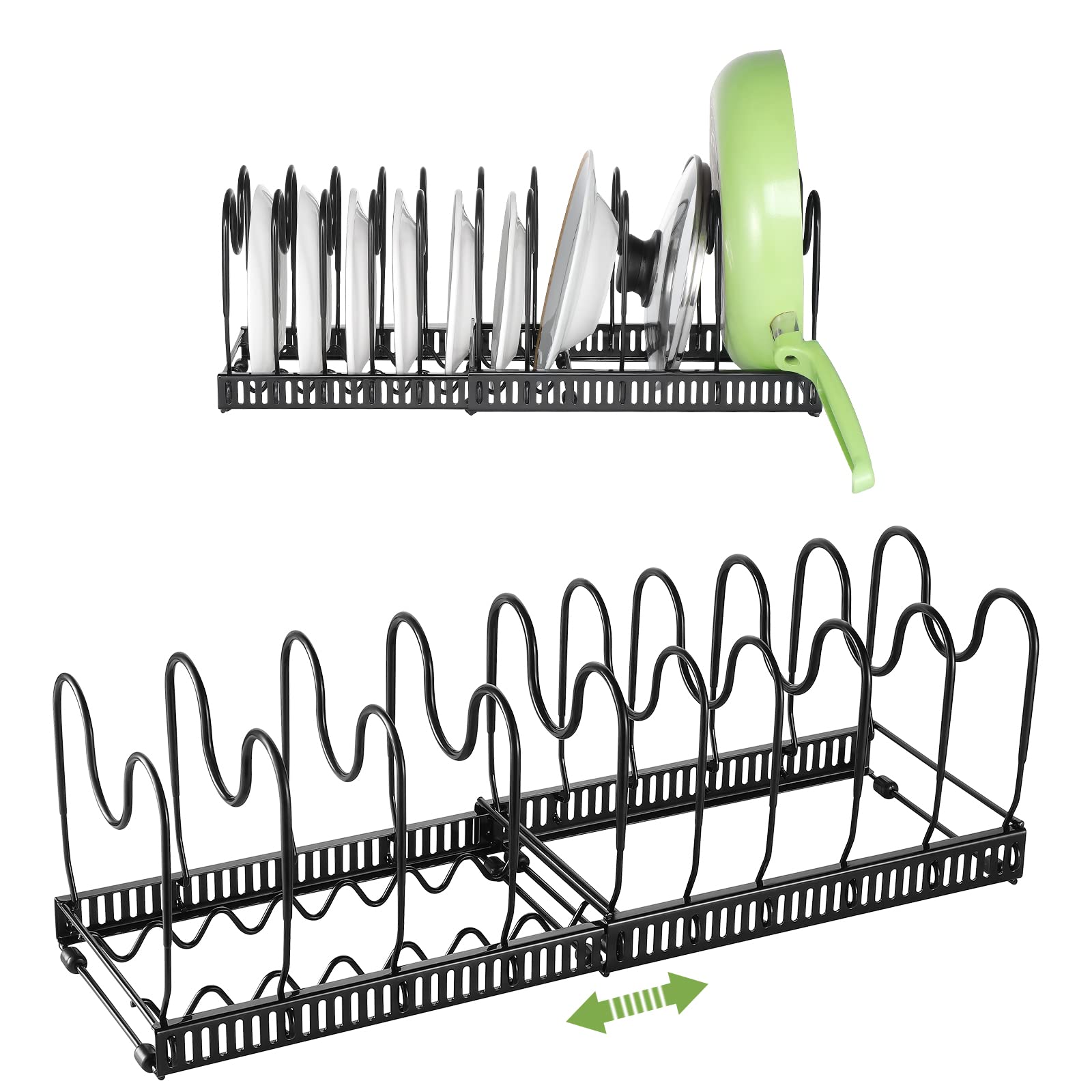 Kinsinder Organiseur Casseroles Et Couvercles Extensible Métal - 12 Compartiments Réglables