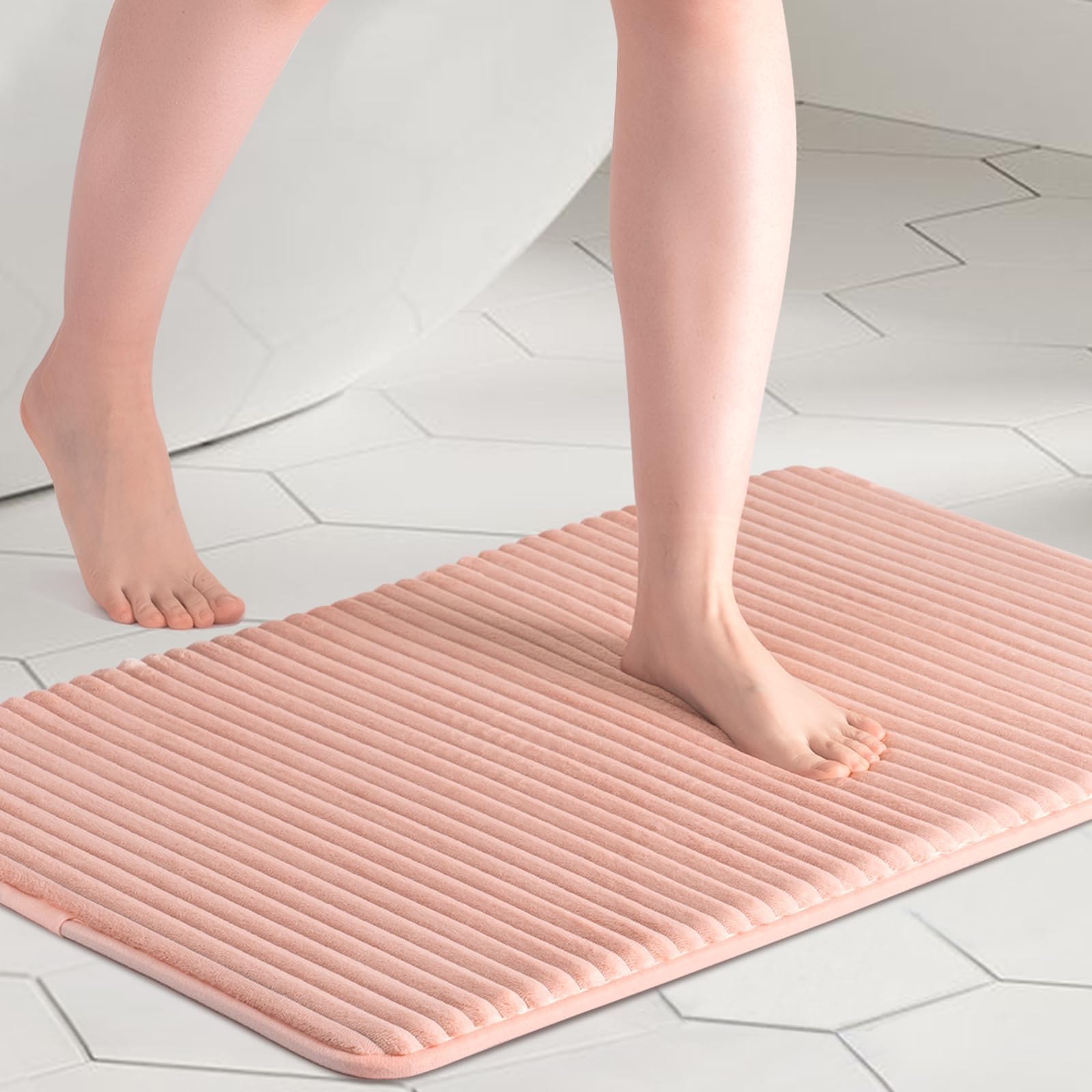 FRESHMINT Ultra Soft Charcoal Infused Memory Foam Bath Mat 20" x 32", Bath Rugs for Bathroom Non-Slip, Thick & Water Absorbent Bathroom Rugs, Room