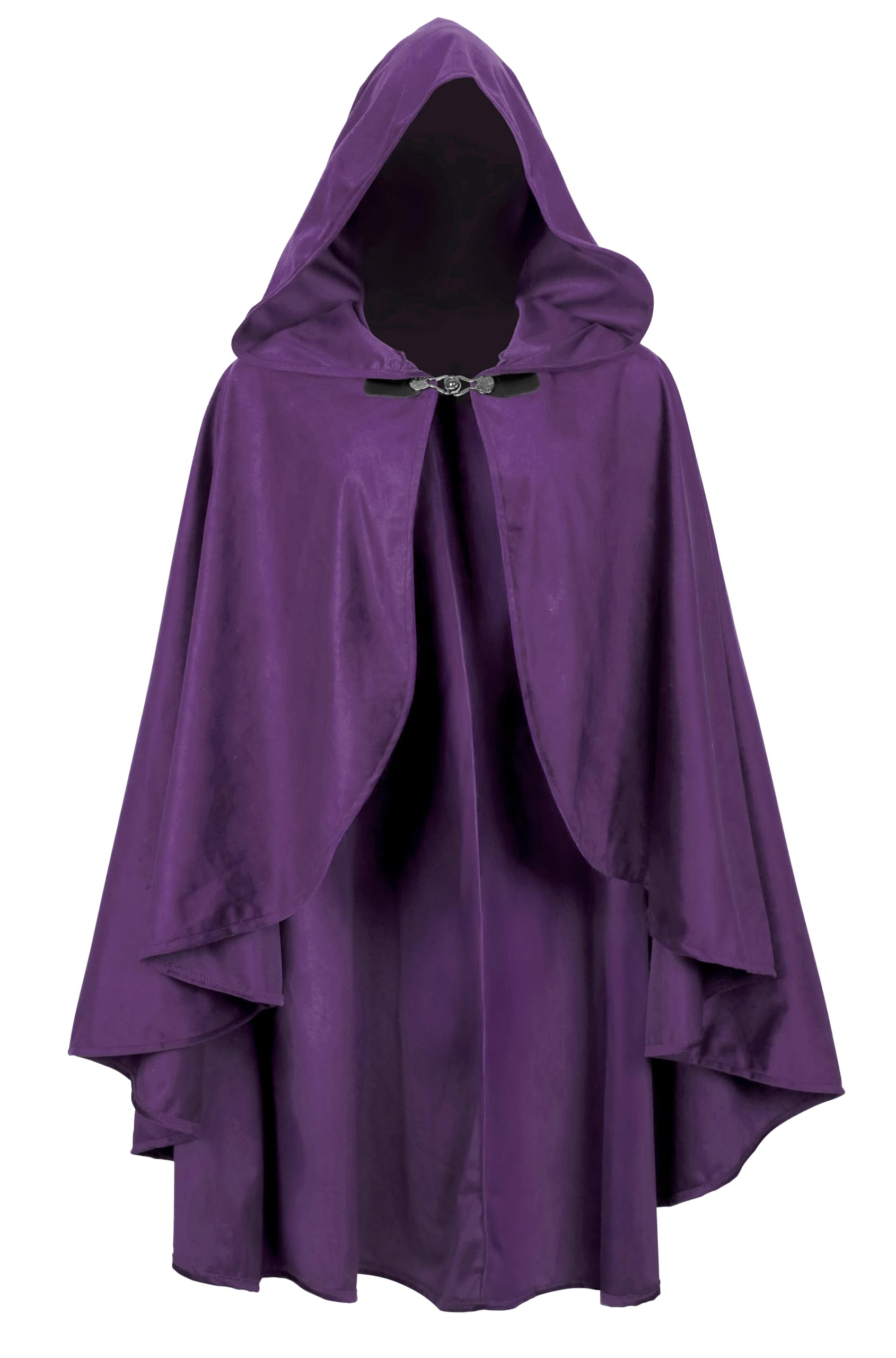 UQJE Medieval Cloak with Hood Halloween Renaissance Hooded Short Cape for Men and Women, Purple, One Size