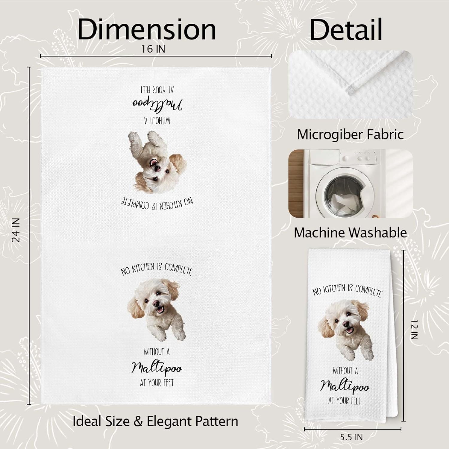 Funny Maltipoo Kitchen Towels Set of 2, Dog Gifts Hand Towels, Dog Lovers Gifts for Women, Funny No Kitchen is Complete Without A Maltipoo Hand Towel for Home Decor 16x24 Inch - Image 7