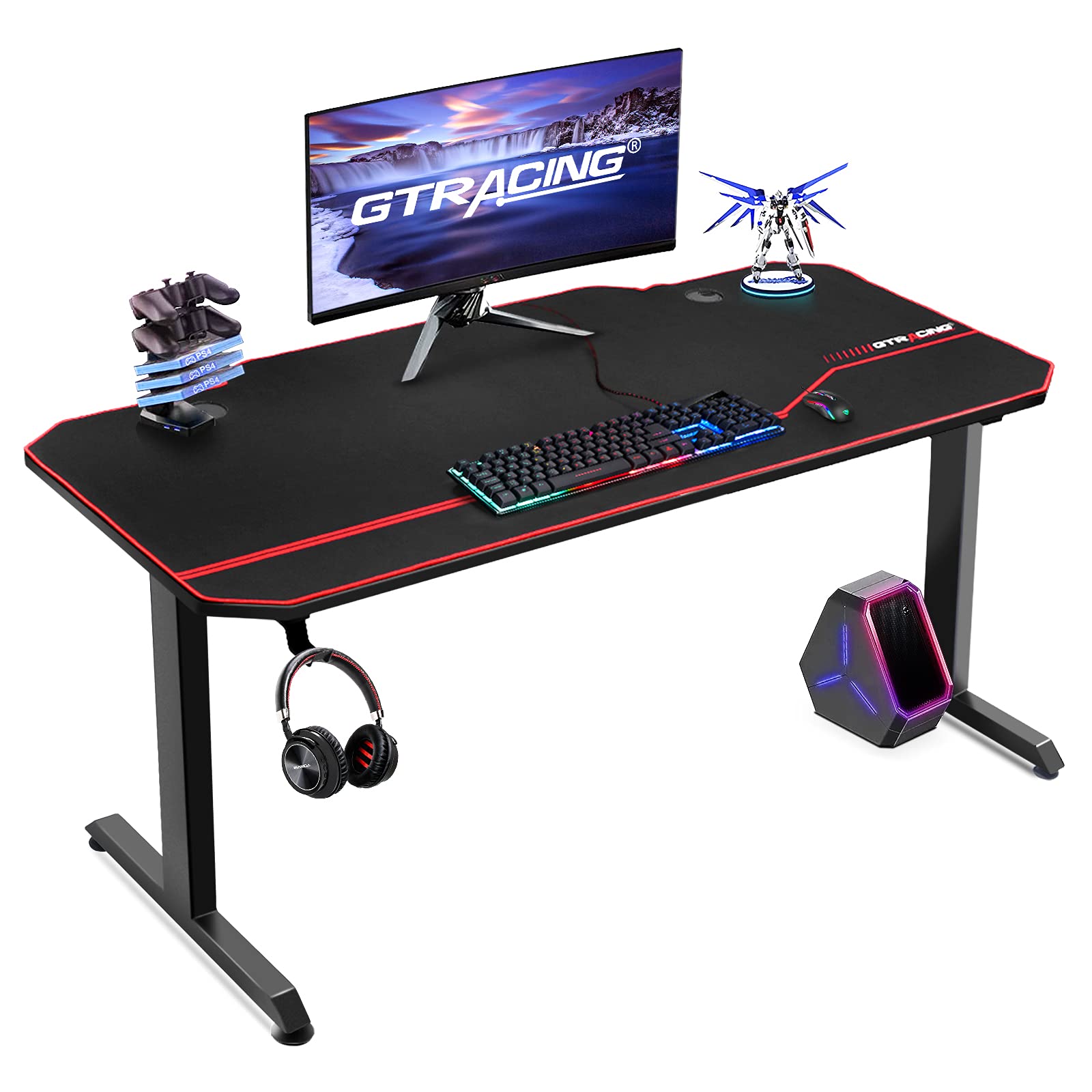 GTRACING Gaming Desk,Gaming Desk 55 Inch with Whole Detachable Mouse
