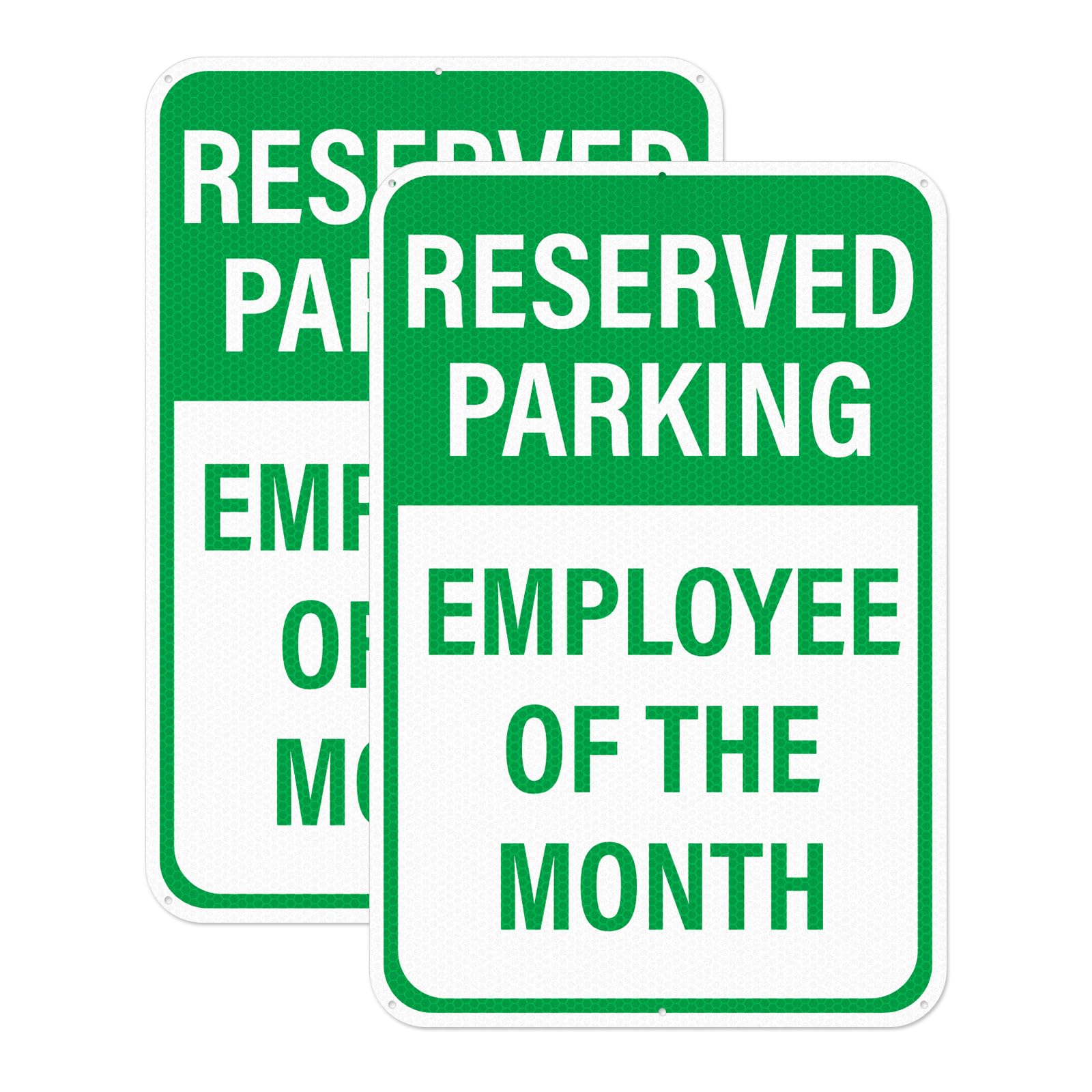 12" × 8" Employee Of The Month Parking Sign Reflective Aluminum 2 Pack Reserved Parking Signs for Business Office Warehouse Outdoor