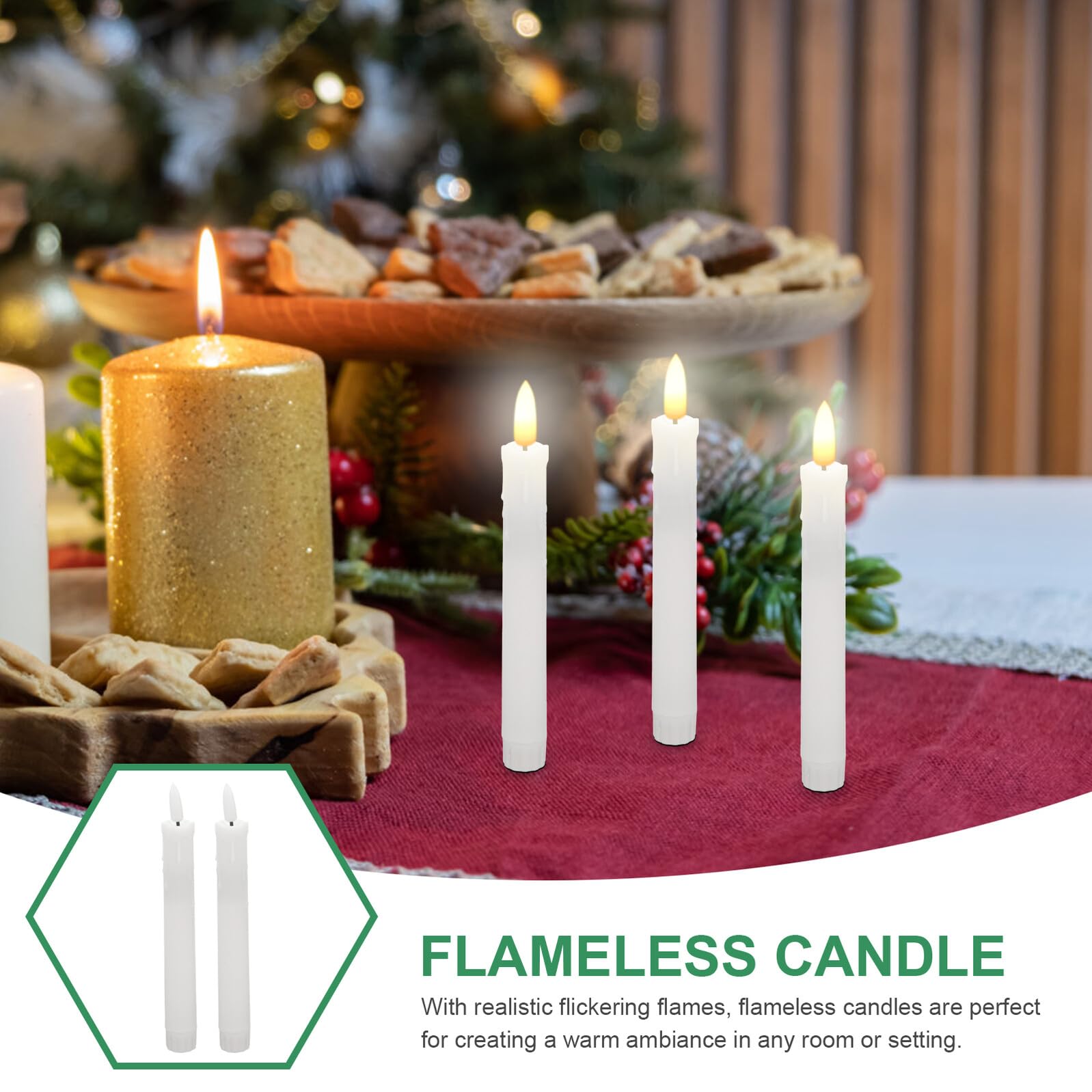Mipcase 6pezzi Candele senza Fiamma Batteria Coniche Gialle Candele Batteria Fiamma Tremolante Finte per Decorazione di Festa