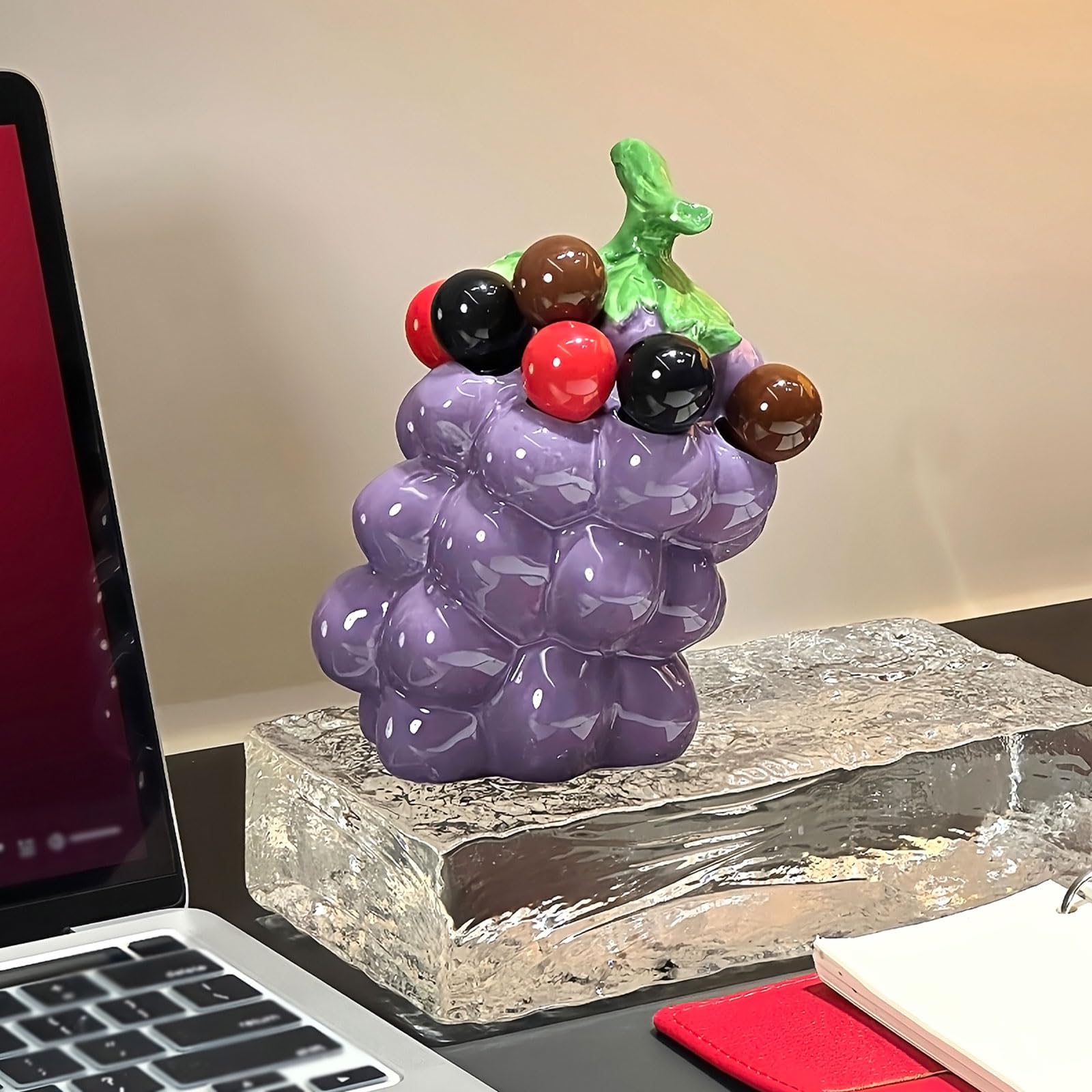 Fourchettes à Fruits fourchettes à Salade en Acier Inoxydable avec Organisateur en céramique en Forme de Raisin, Utilisation répétée de fourchettes à Fruits pour décorer