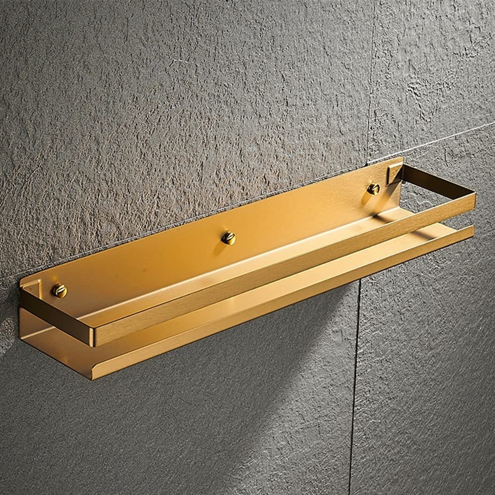 GTFDXJ Shower Caddy Matte Gold Black White Aluminum Bathroom Cosmetic Shelves Kitchen Wall Mounted Toilet Shower Shelves Accessories