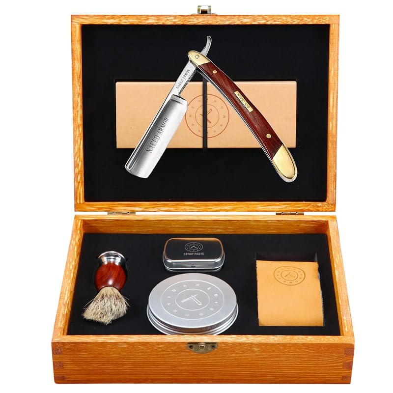 Kit de navalha Naked Armor Solomon em aço japonês, marrom, conjunto com 7 peças