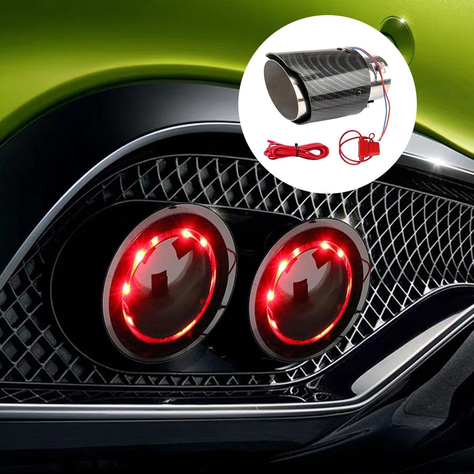 Punta di scarico - Terminale di scarico marmitta con fiamma luminosa a LED per modifica auto con finitura sportiva | Accessorio per l'aggiornamento delle prestazioni per camion da corsa, guida quotidi