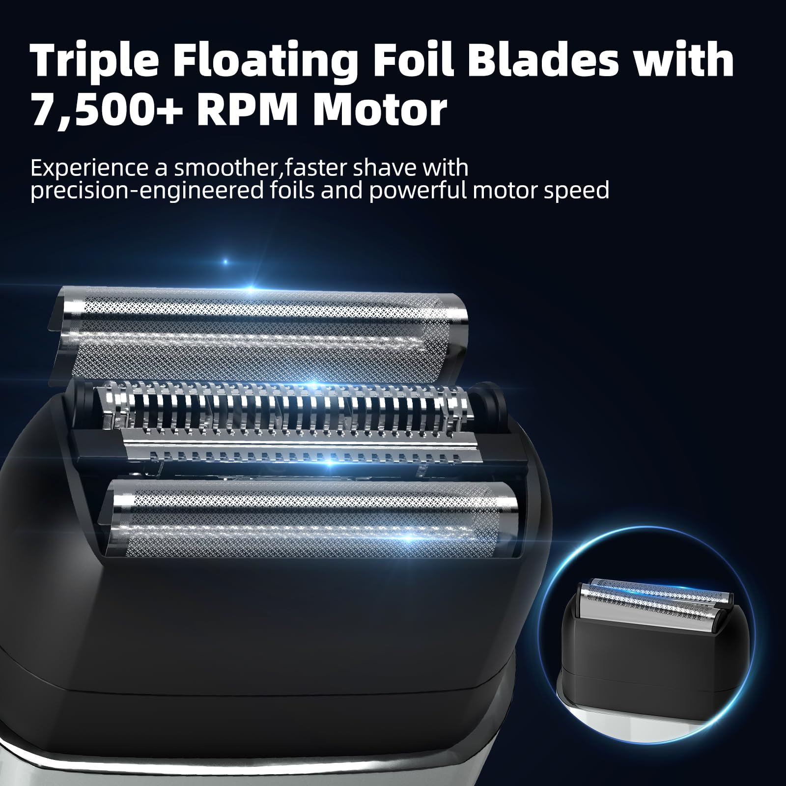 Electric Foil Shavers for Men,Mini Electric Travel Razor with LED Display,IPX7 Waterproof Wet/Dry Foil Shaver,USB-C Rechargeable,Compact Face Shaver with Travel Lock,Gifts for Men